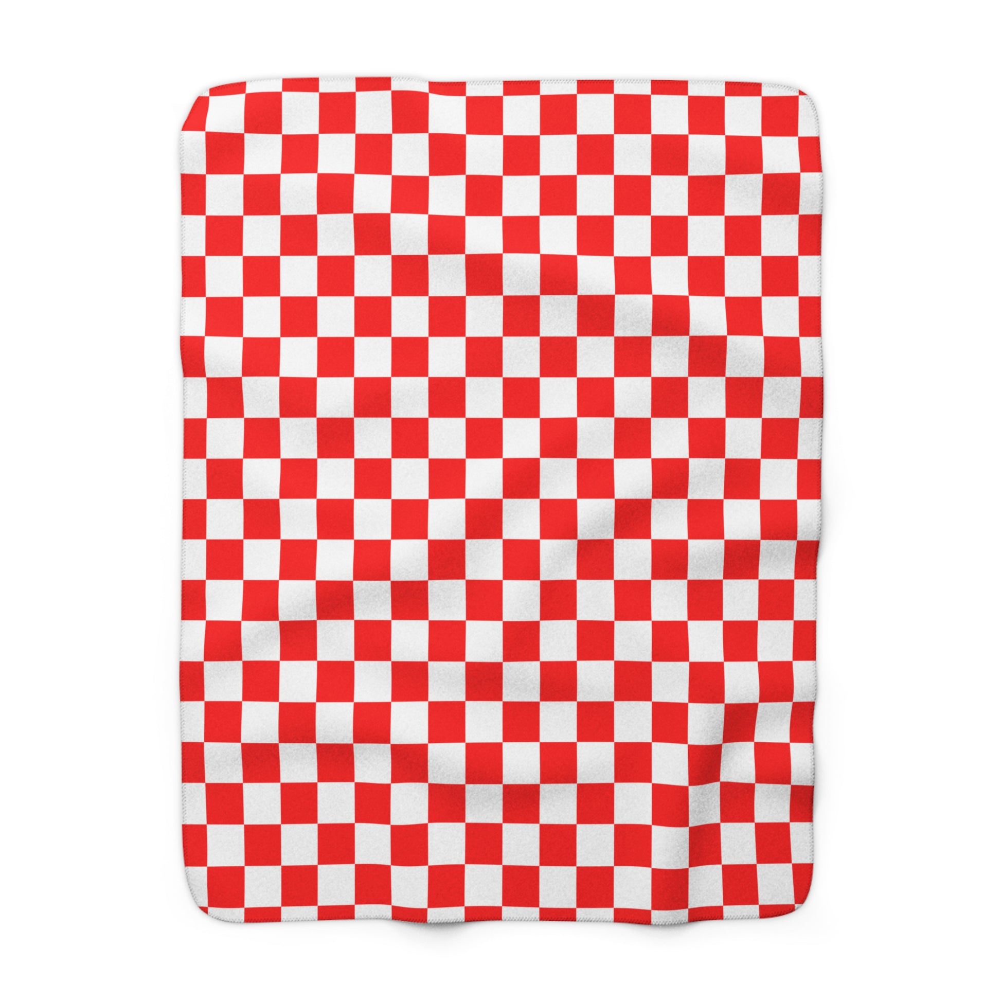 Checkerboard II Red and White Sherpa Fleece Blanket, Artsulli - Art is Long, Life is Short, Home Decor, Size, 50" × 60", , , , , 23161468681390223382