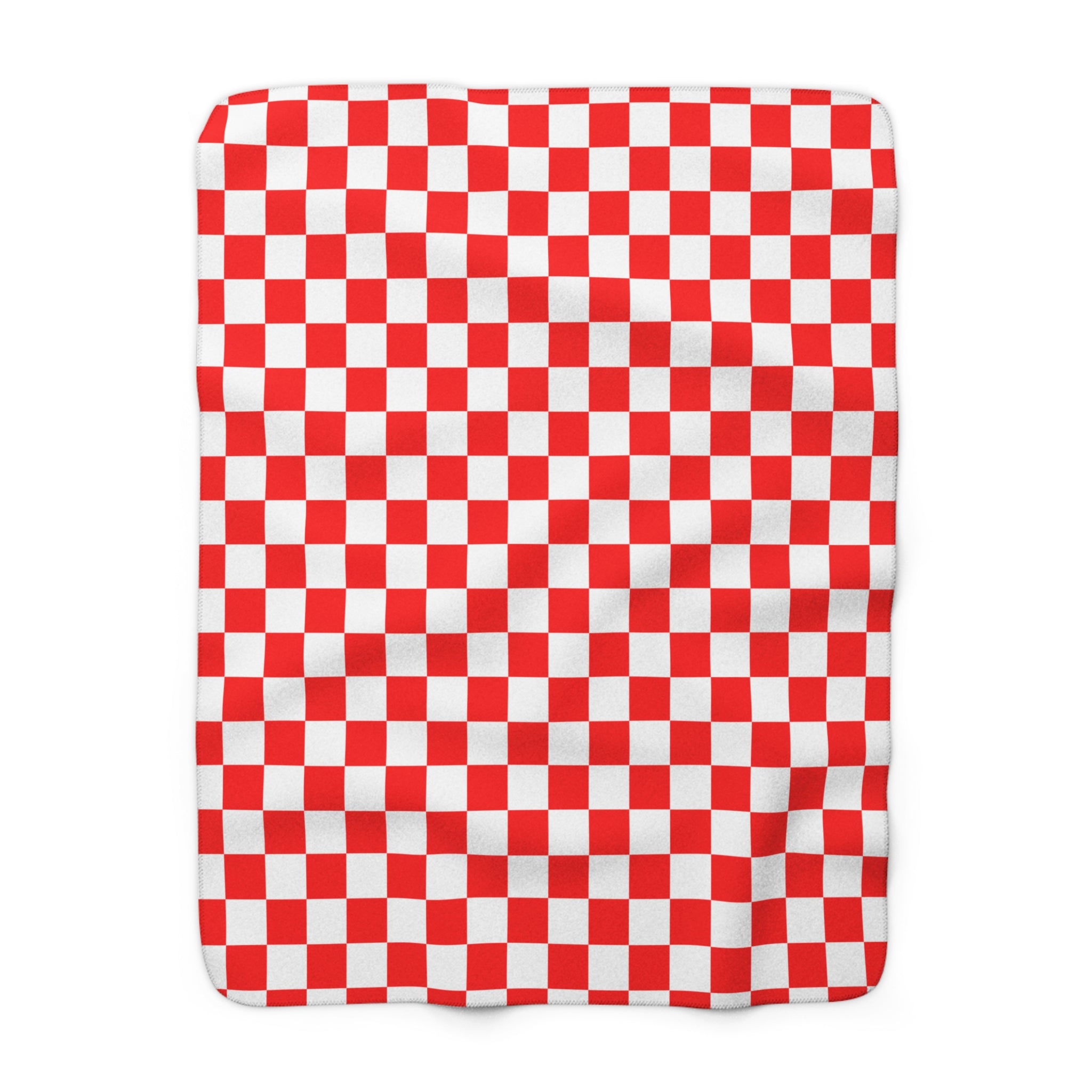 Checkerboard II Red and White Sherpa Fleece Blanket, Artsulli - Art is Long, Life is Short, Home Decor, Size, 50" × 60", , , , , 23161468681390223382