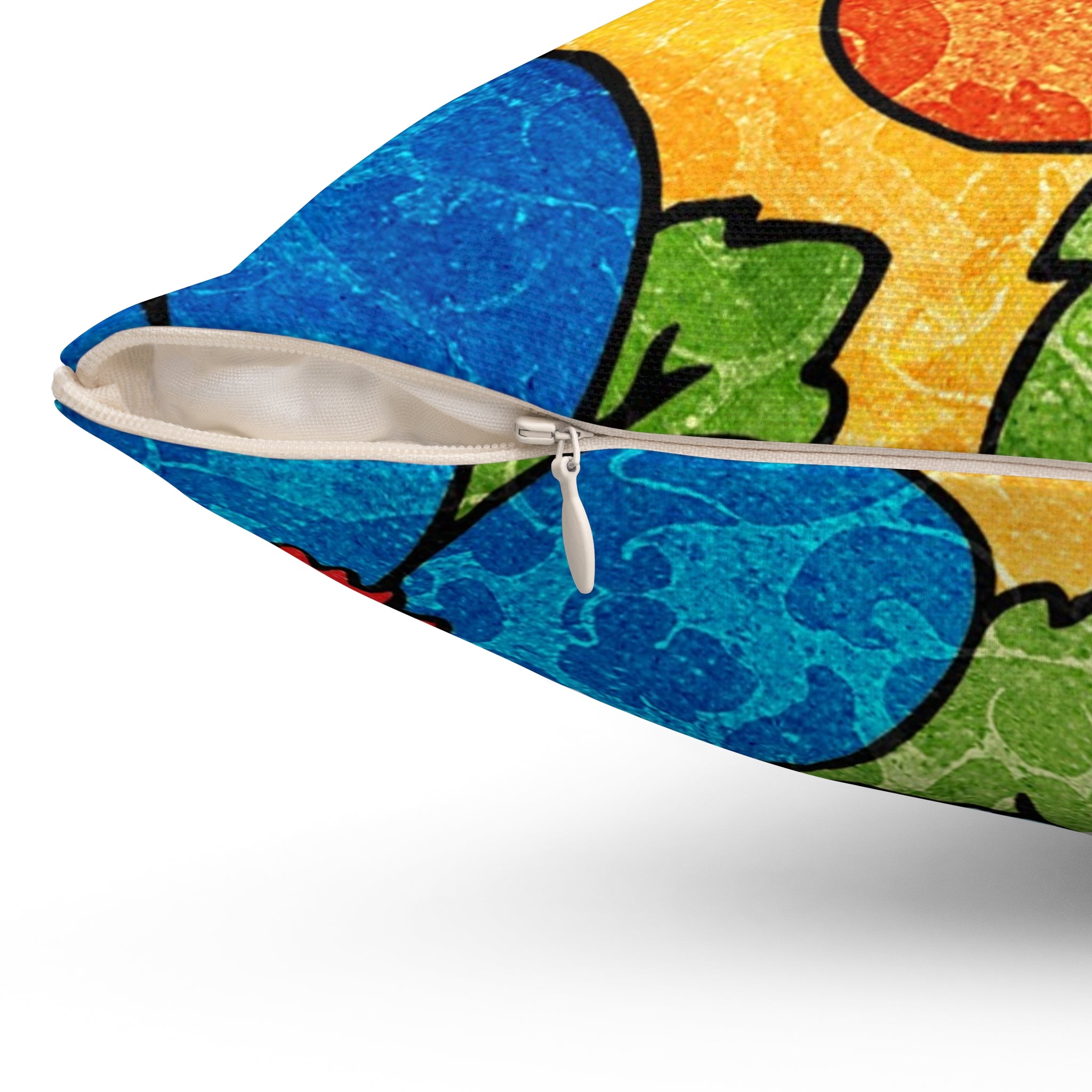 Groovy Yellow Floral Kl Spun Polyester Square Pillow, Artsulli - Art is Long, Life is Short, Home Decor, , , , , , , 