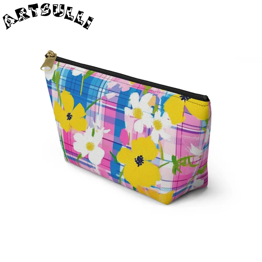JAKKOUTTHEBXX Plaid Garden Pink and Purple Accessory Pouch w