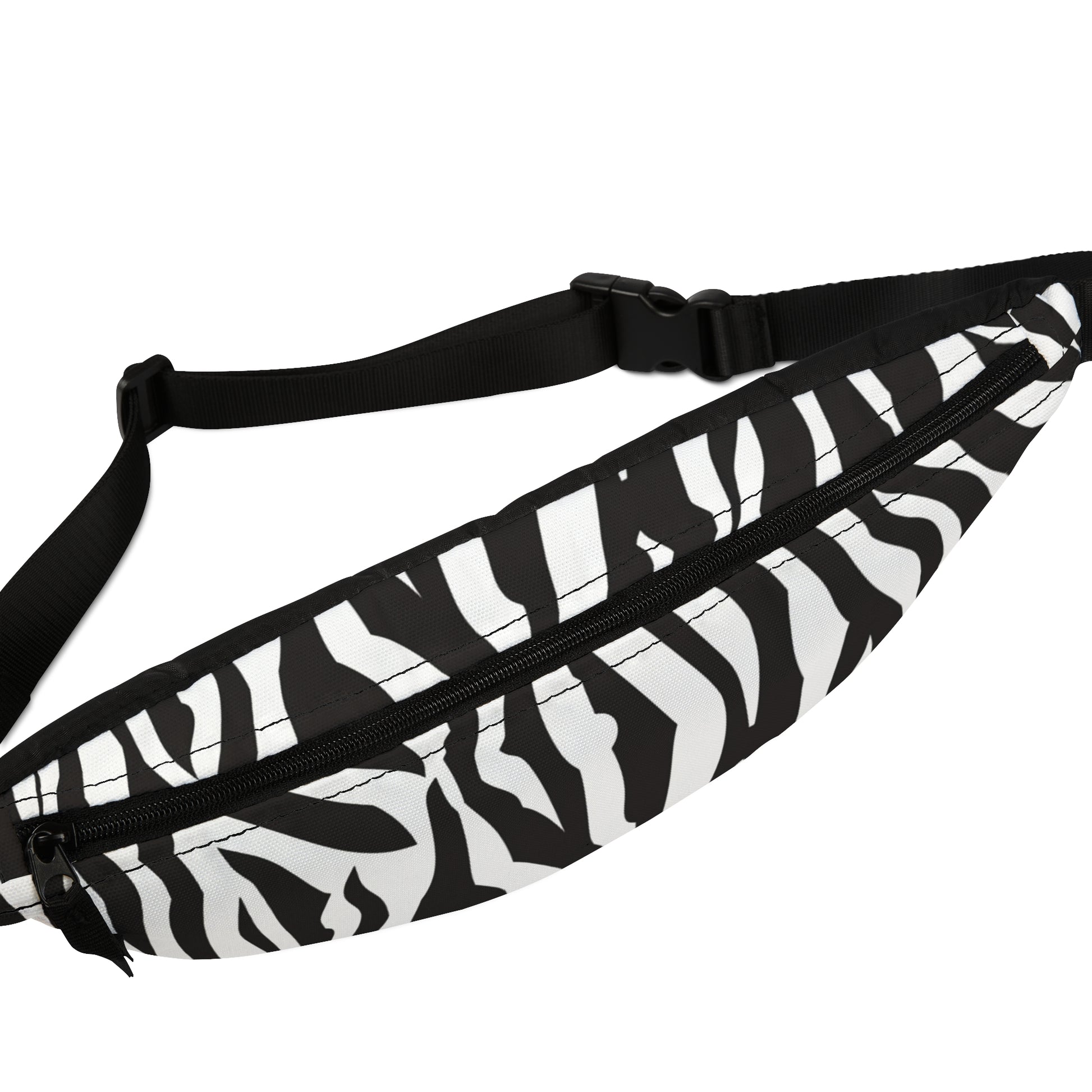 Black  White Drag Zebra Fabric Fanny Pack, Artsulli - Art is Long, Life is Short, Bags, , , , , , , 