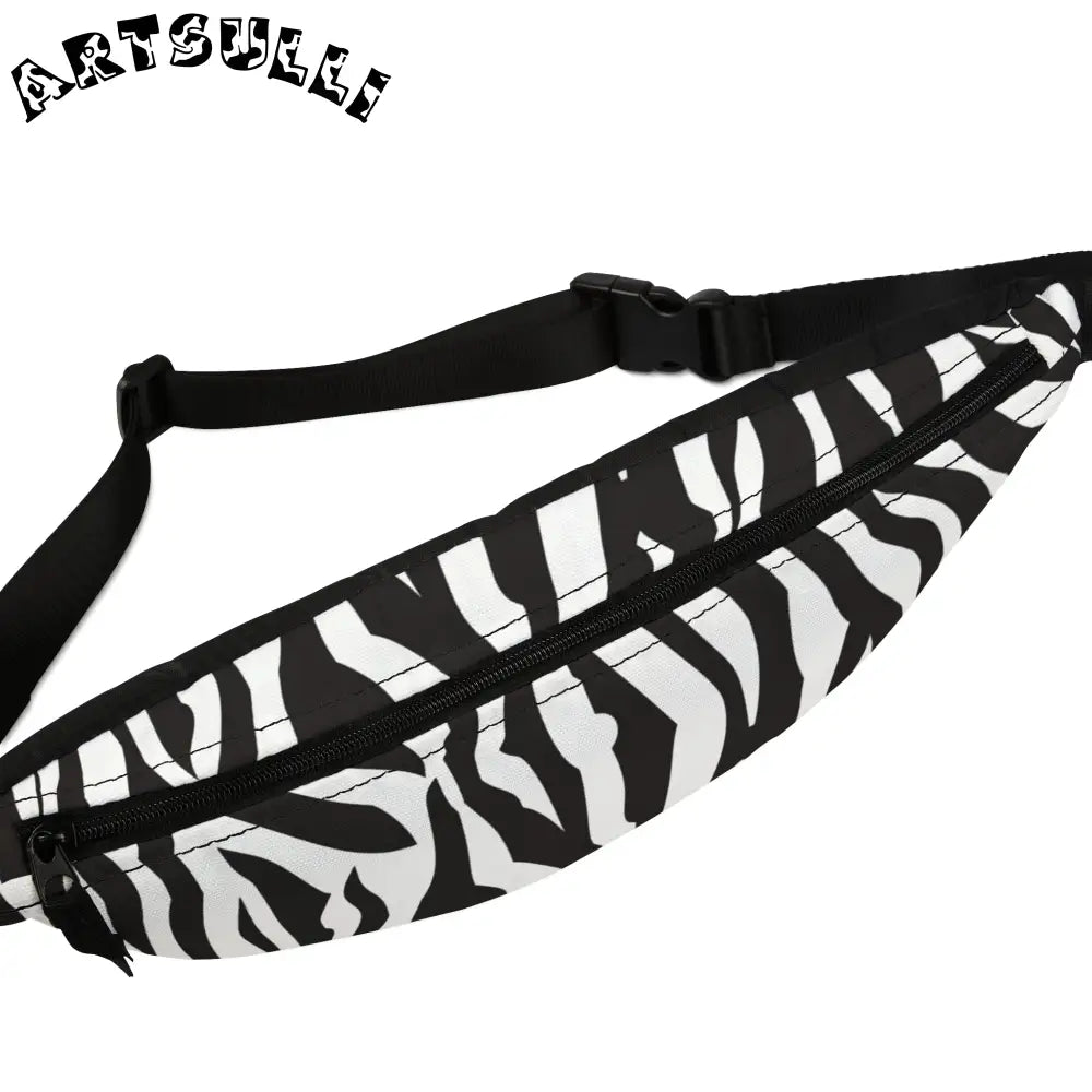 JAKKOUTTHEBXX Black and White Zebra Print Fanny Pack with Adjustable