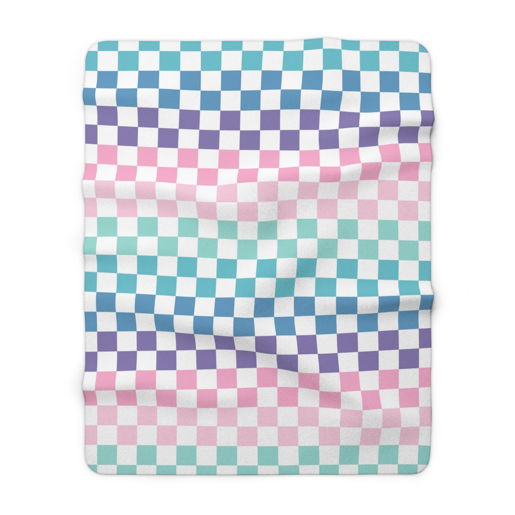 Vaporwave Rainbow  Checkerboard Multi-Color Sherpa Fleece Blanket, Artsulli - Art is Long, Life is Short, Home Decor, Size, 60" × 80", , , , , 27211857084334224907