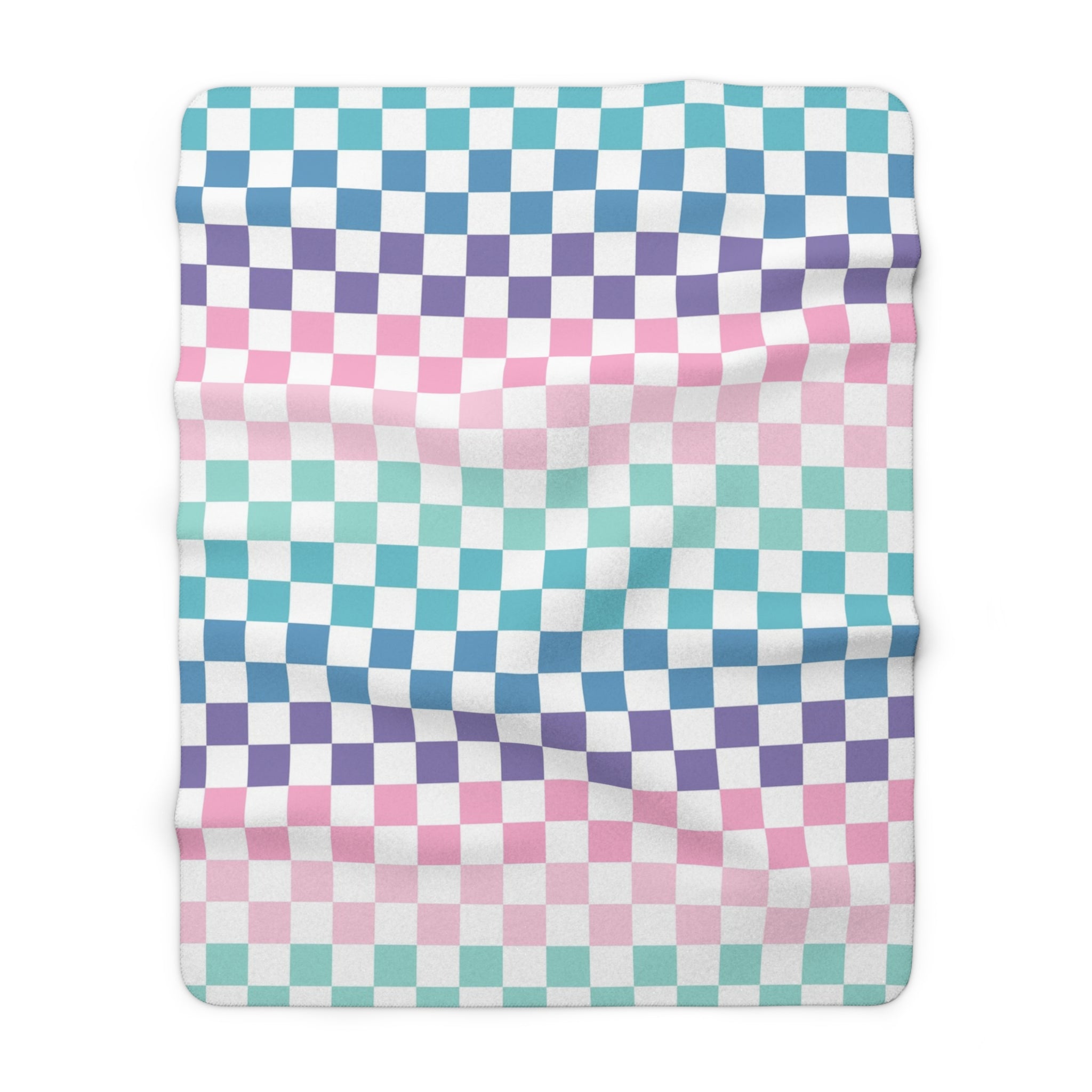 Vaporwave Rainbow  Checkerboard Multi-Color Sherpa Fleece Blanket, Artsulli - Art is Long, Life is Short, Home Decor, Size, 60" × 80", , , , , 27211857084334224907