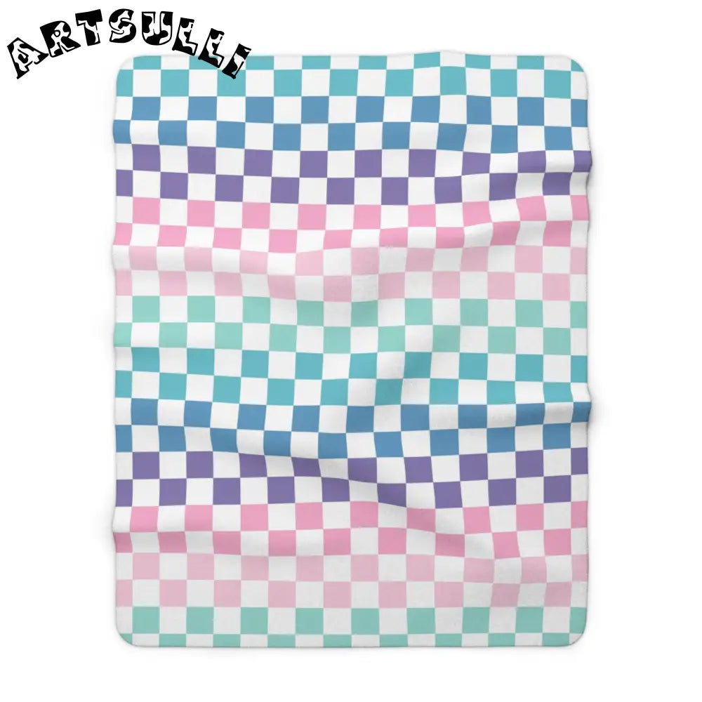 JAKKOUTTHEBXX Vaporwave Rainbow Checkerboard Multi-Color Sherpa