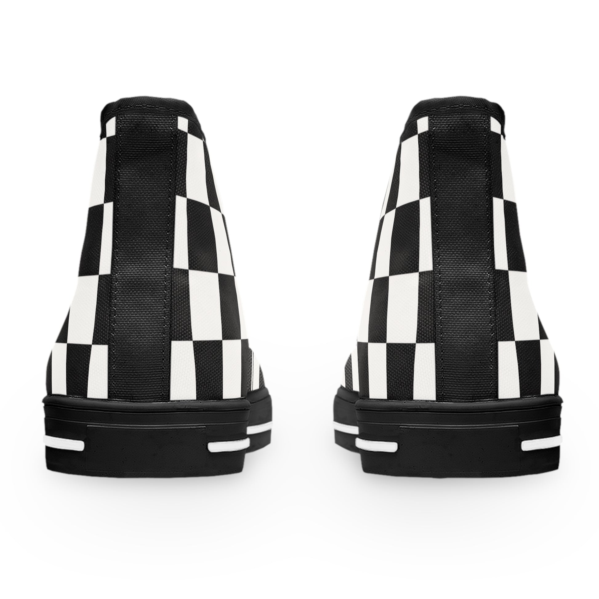 Checkerboard White and Black Women's High Top Sneakers, Artsulli - Art is Long, Life is Short, Shoes, , , , , , , 