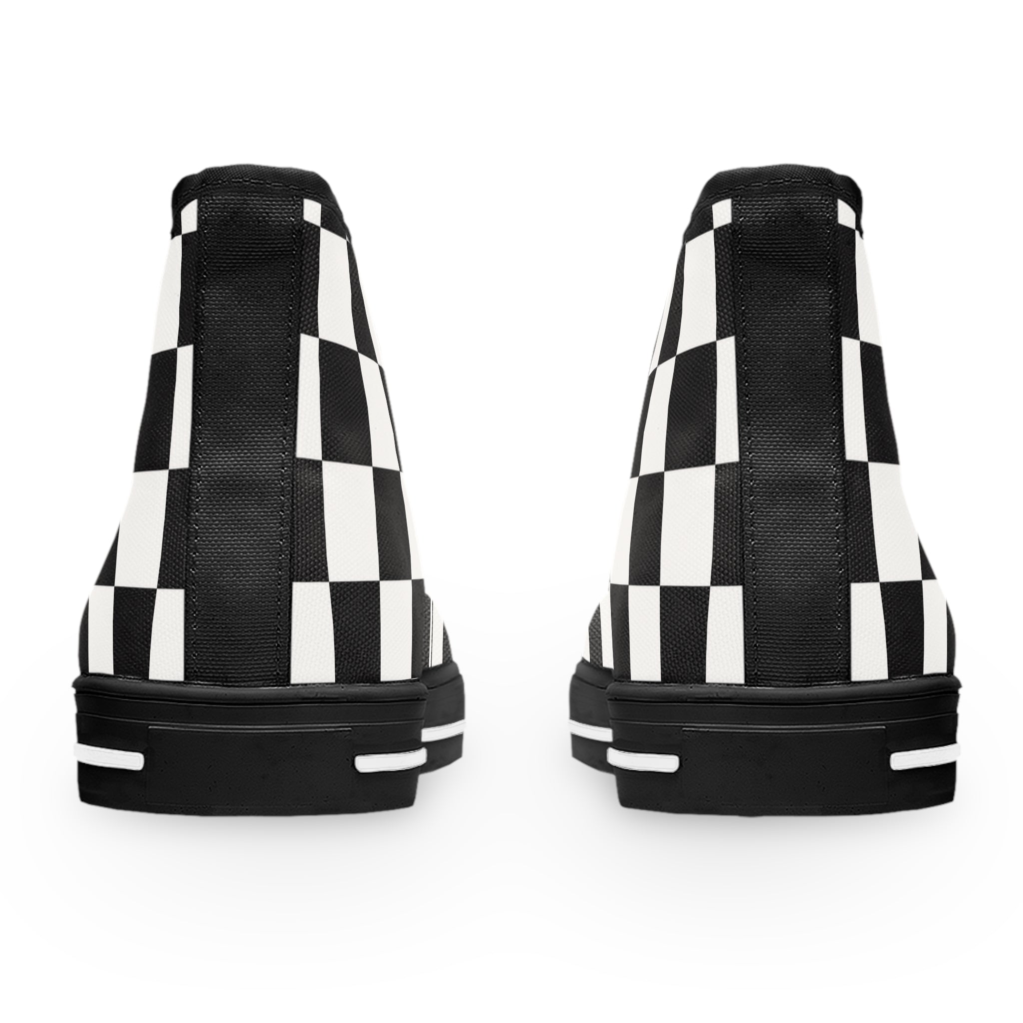 Checkerboard White and Black Women's High Top Sneakers, Artsulli - Art is Long, Life is Short, Shoes, , , , , , , 