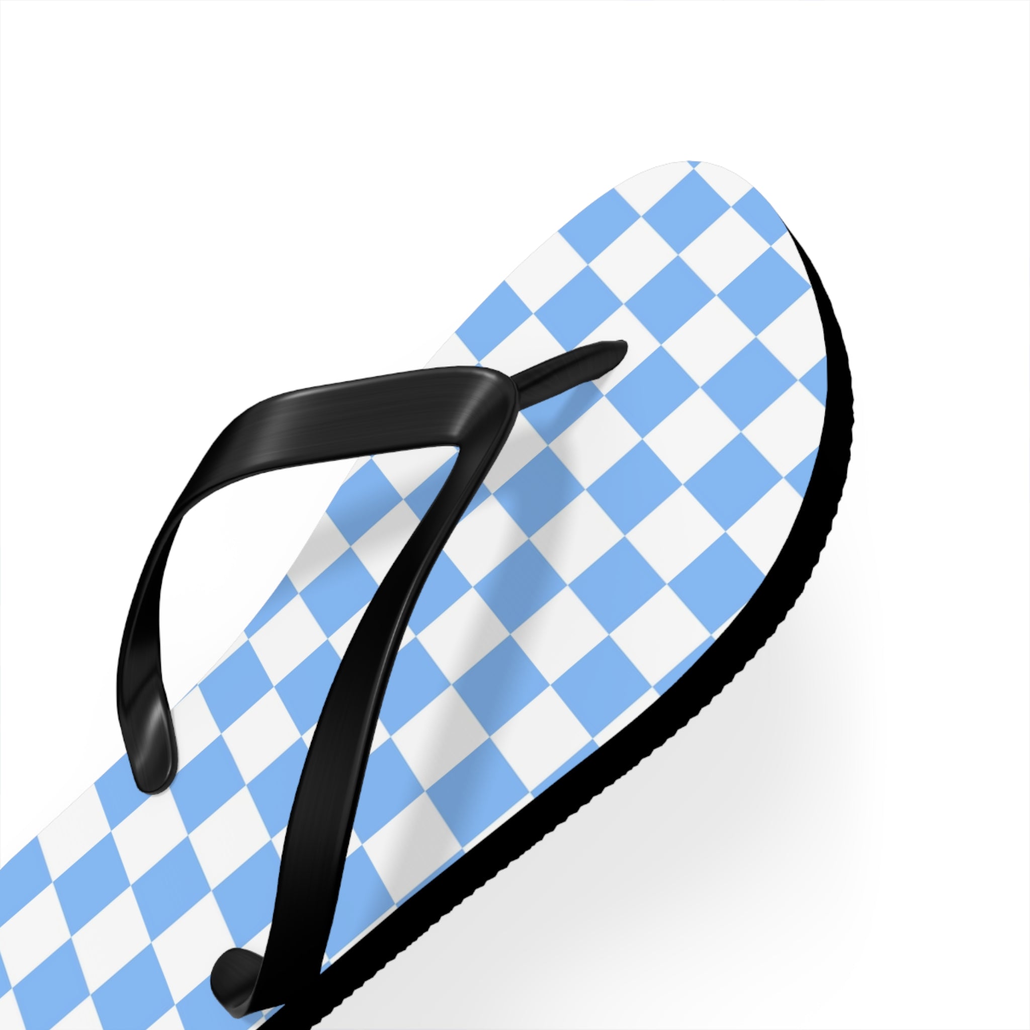 Checkerboard White and Light Blue Flip Flops, Artsulli - Art is Long, Life is Short, Shoes, , , , , , , 