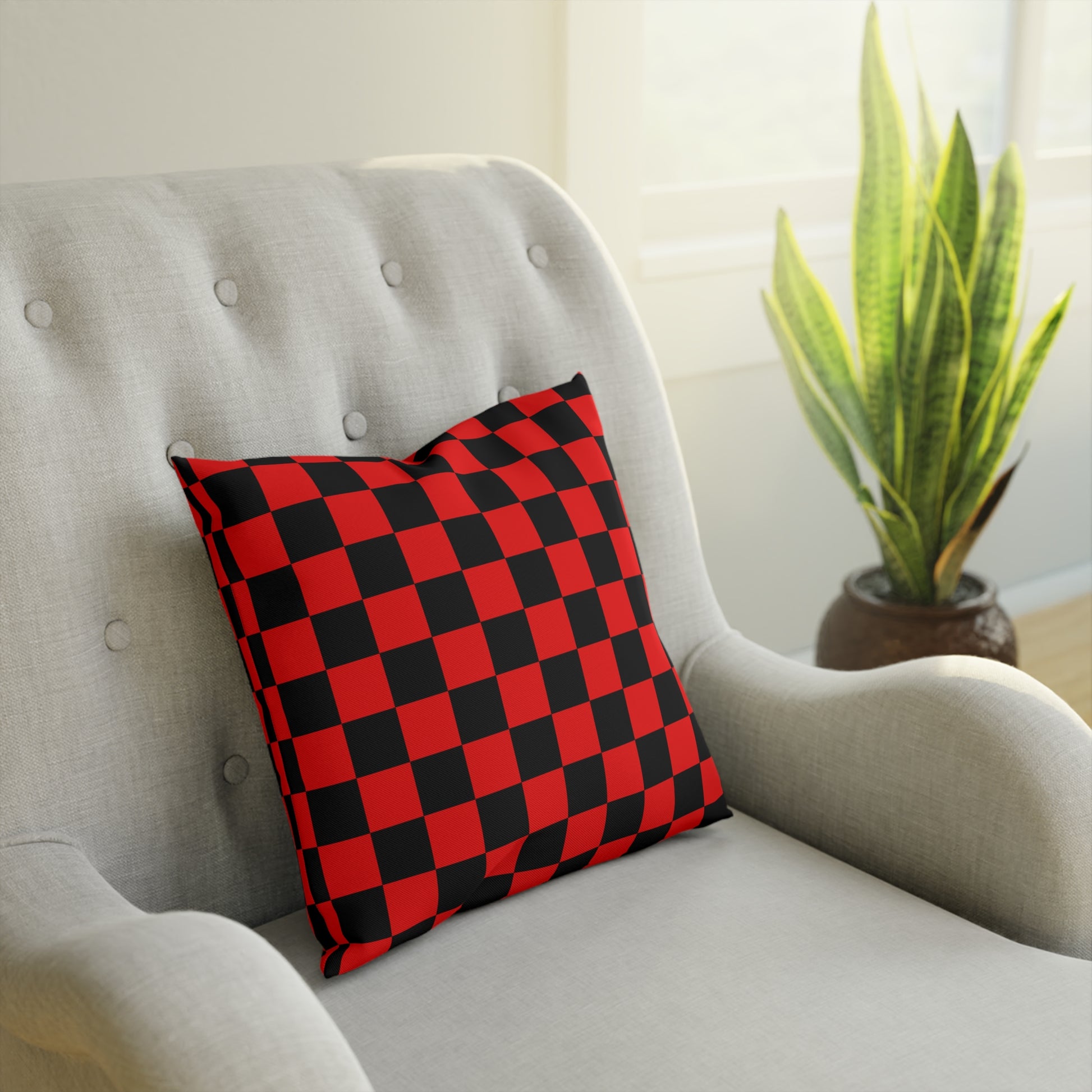 Checkerboard Red and Black Cushion, Artsulli - Art is Long, Life is Short, Home Decor, , , , , , , 