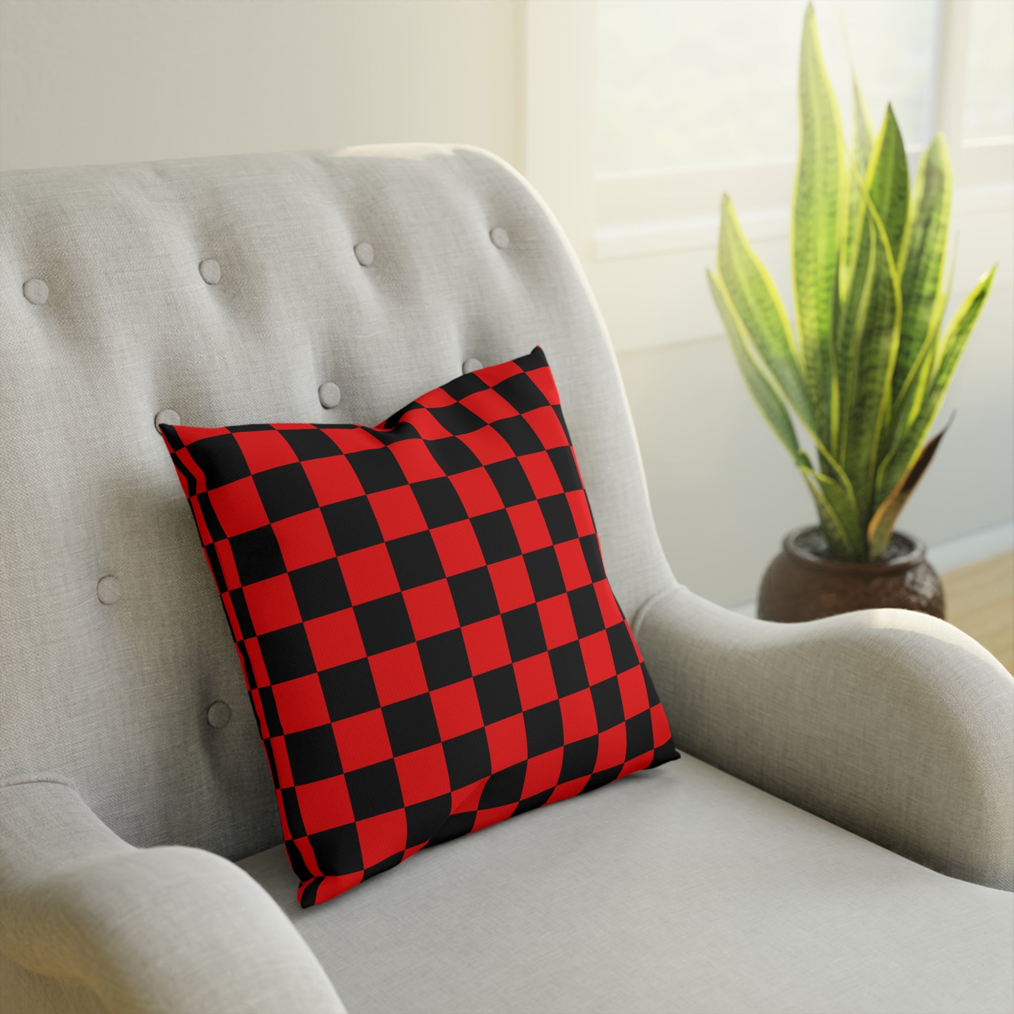 Checkerboard Red and Black Cushion, Artsulli - Art is Long, Life is Short, Home Decor, , , , , , , 