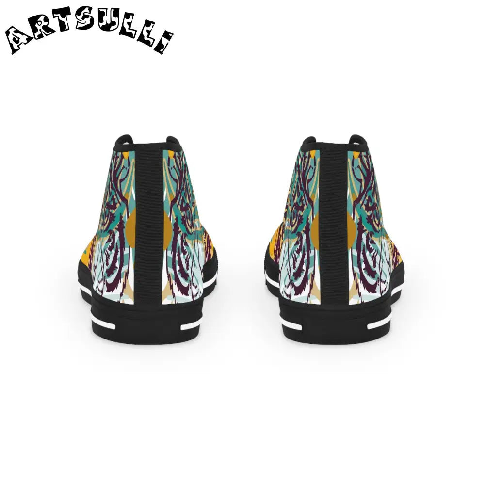 JAKKOUTTHEBXX Tropical Jungle Tigers Brown and Green Men’s High Top