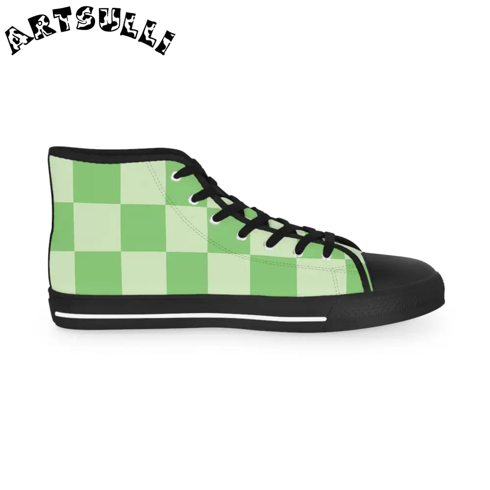 JAKKOUTTHEBXX Checkerboard Green Men’s High Top Sneakers