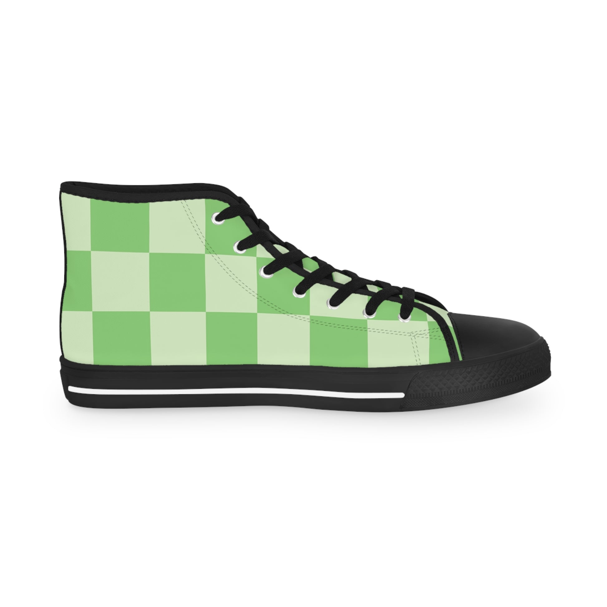 Big Checkerboard Green Men's High Top Sneakers, Artsulli - Art is Long, Life is Short, Shoes, , , , , , , 