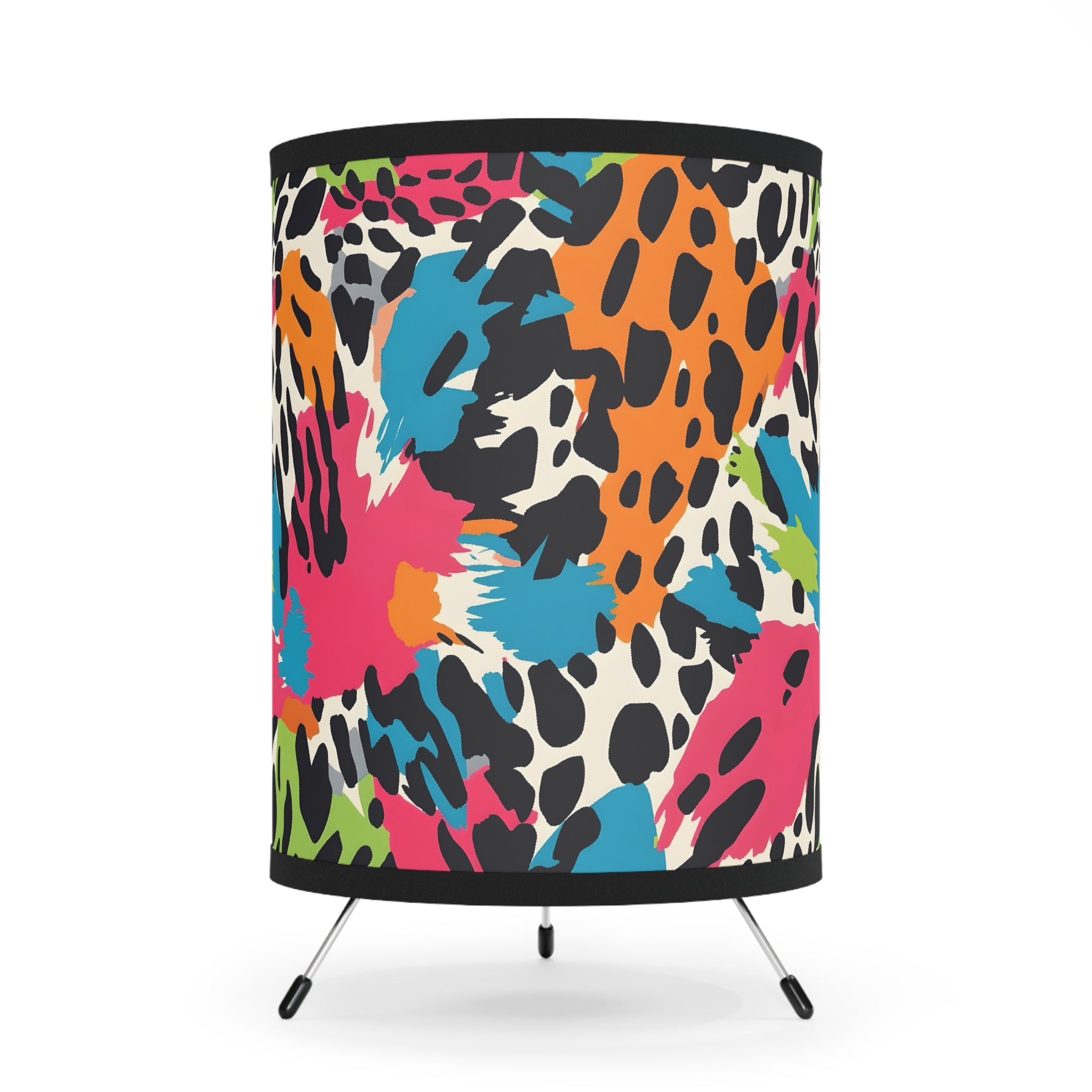Wild Brush Strokes x Animal Print Multi-Color Tripod Lamp with High-Res Printed Shade, US\CA plug, Artsulli - Art is Long, Life is Short, Home Decor, Size, One size, Color, Black, , , 15231930377675905442
