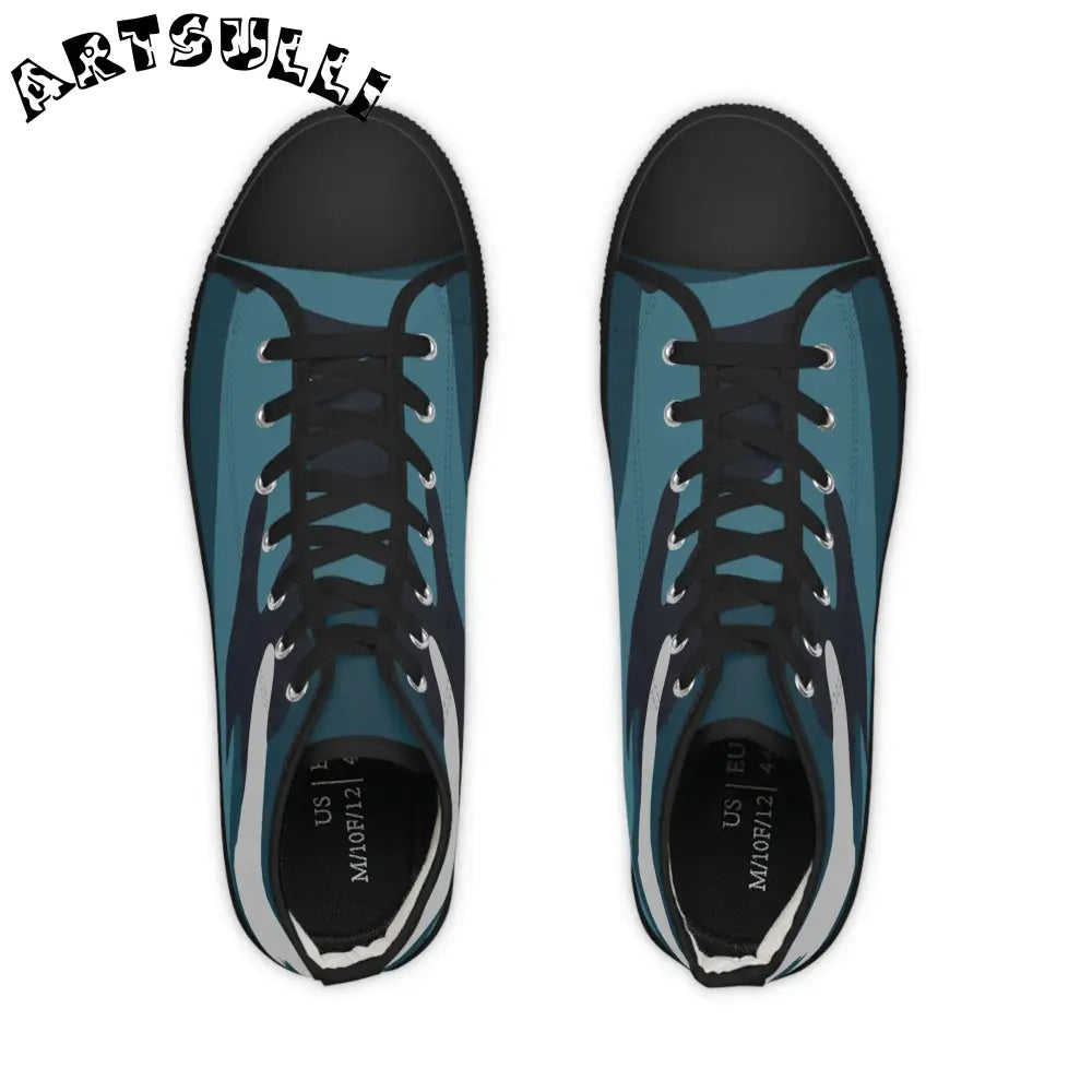 JAKKOUTTHEBXX Blue Camouflage Men’s High Top Sneakers JAKKOUTTHEBXX