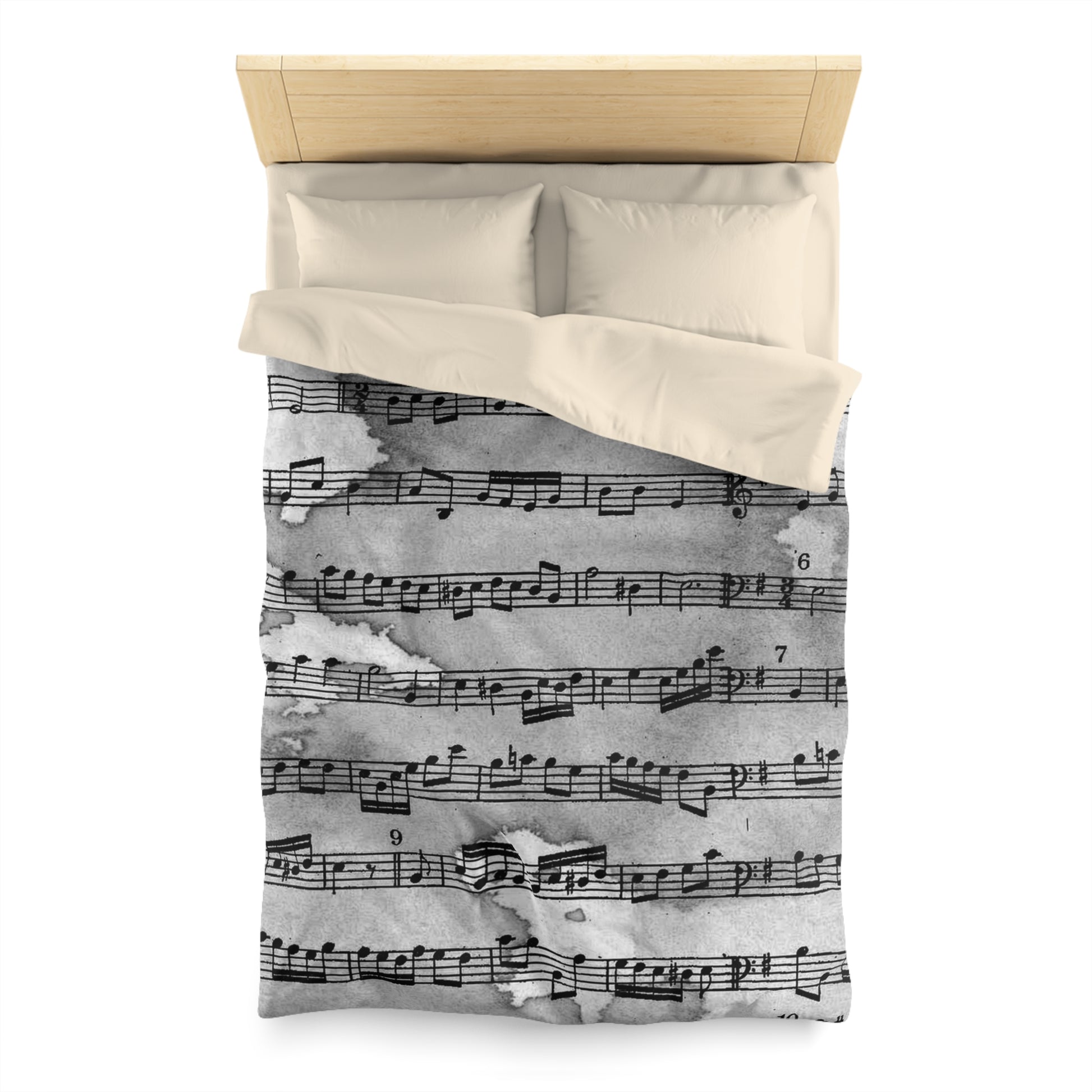 Drip Spill Type Beat Sheet Music Black Microfiber Duvet Cover, Artsulli - Art is Long, Life is Short, Home Decor, , , , , , , 