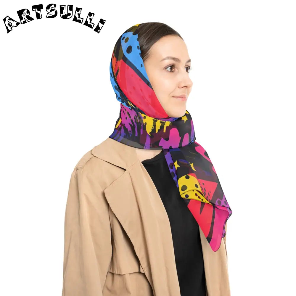 JAKKOUTTHEBXX Retro Riot 80s Graffiti Stars Poly Scarf JAKKOUTTHEBXX