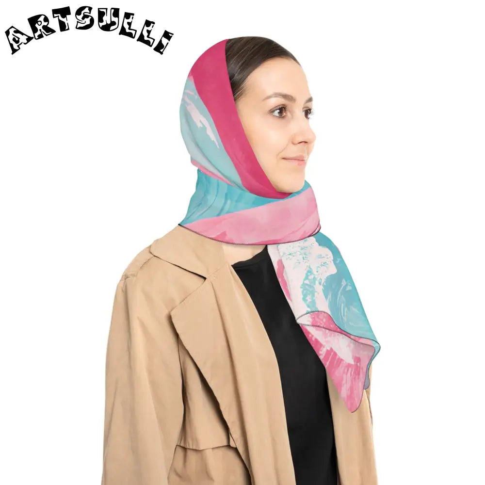 JAKKOUTTHEBXX The Great Pastelwave Pink and Blue Poly Scarf