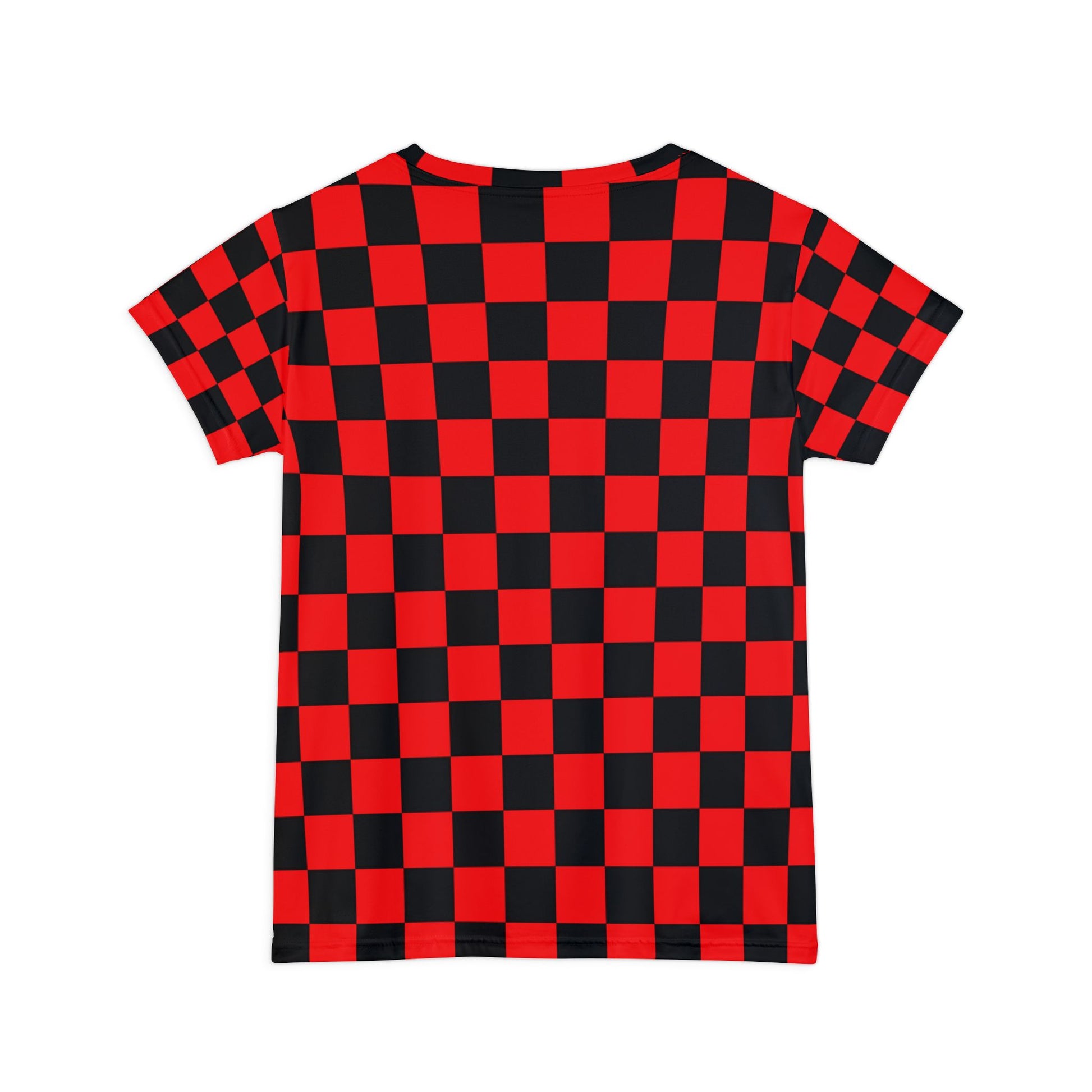 Checkerboard Red and Black Women's Short Sleeve Shirt (AOP), Artsulli - Art is Long, Life is Short, All Over Prints, , , , , , , 