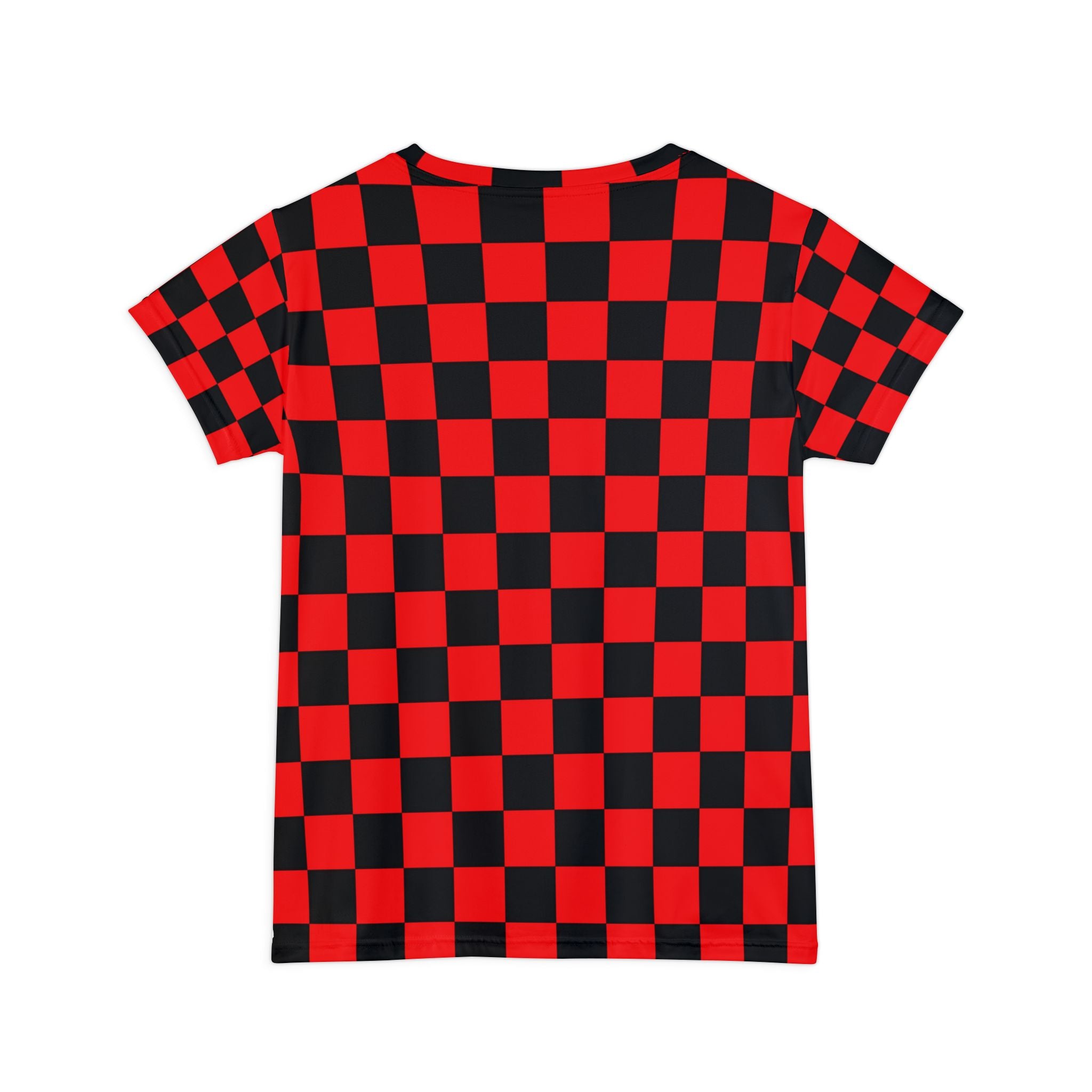Checkerboard Red and Black Women's Short Sleeve Shirt (AOP), Artsulli - Art is Long, Life is Short, All Over Prints, , , , , , , 