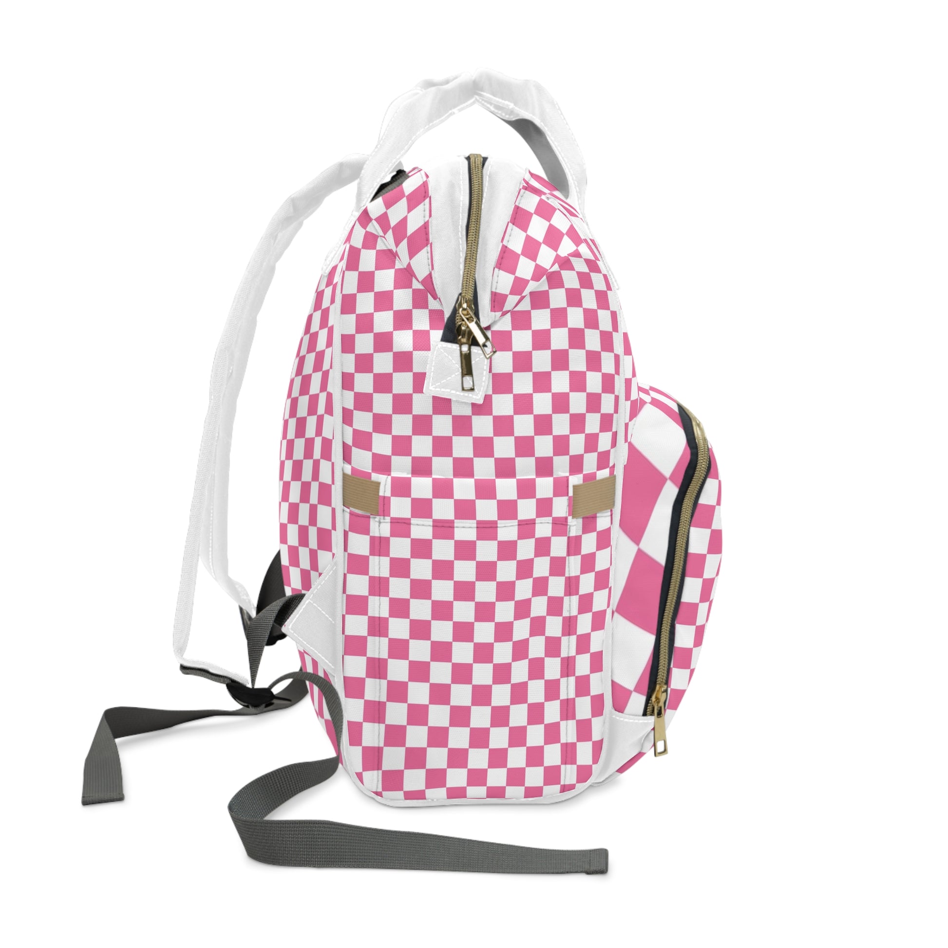 Yuyushiki Pink Check Multifunctional Diaper Backpack, Artsulli - Art is Long, Life is Short, Bags, , , , , , , 