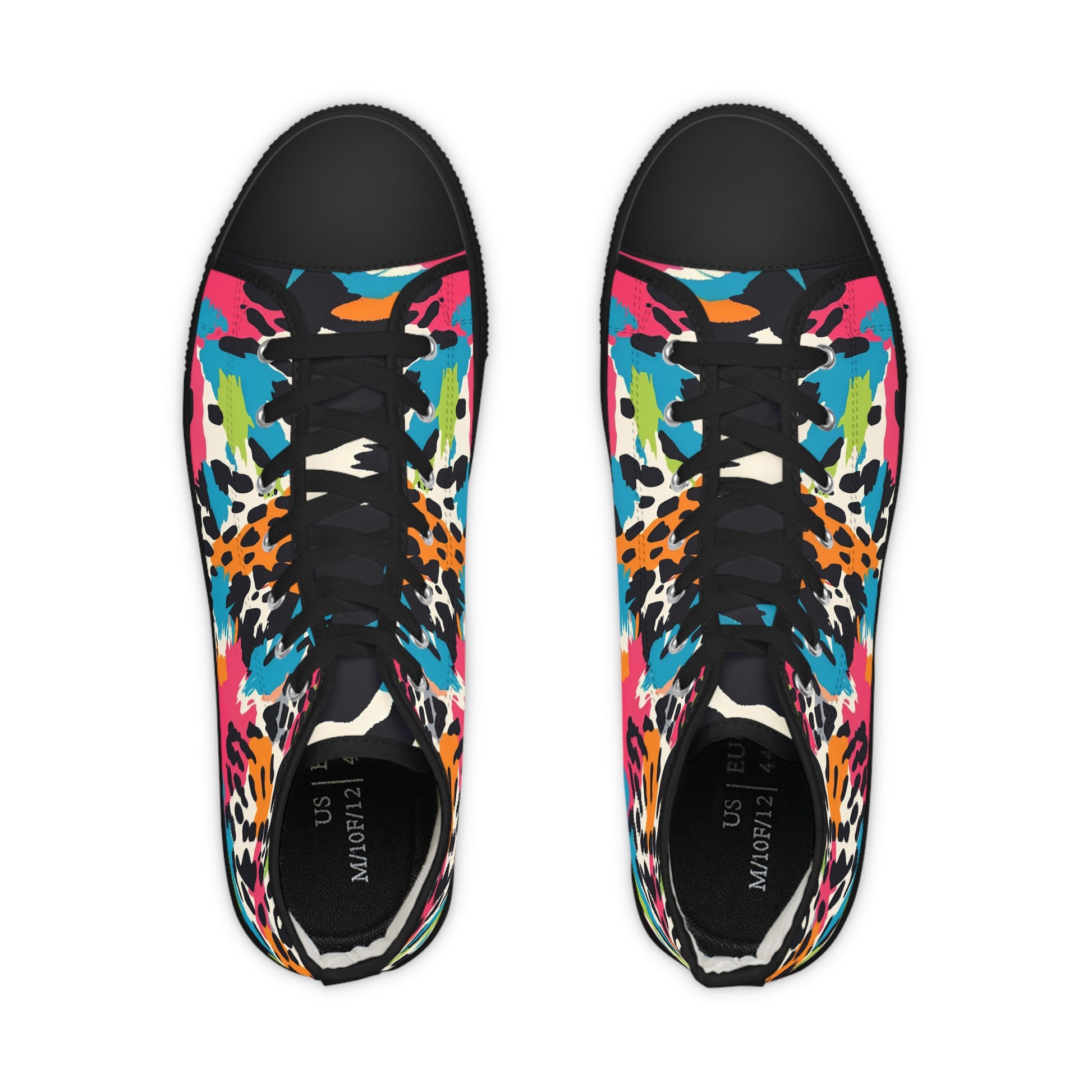 Wild Brush Strokes x Animal Print Multi-Color Men's High Top Sneakers, Artsulli - Art is Long, Life is Short, Shoes, , , , , , , 