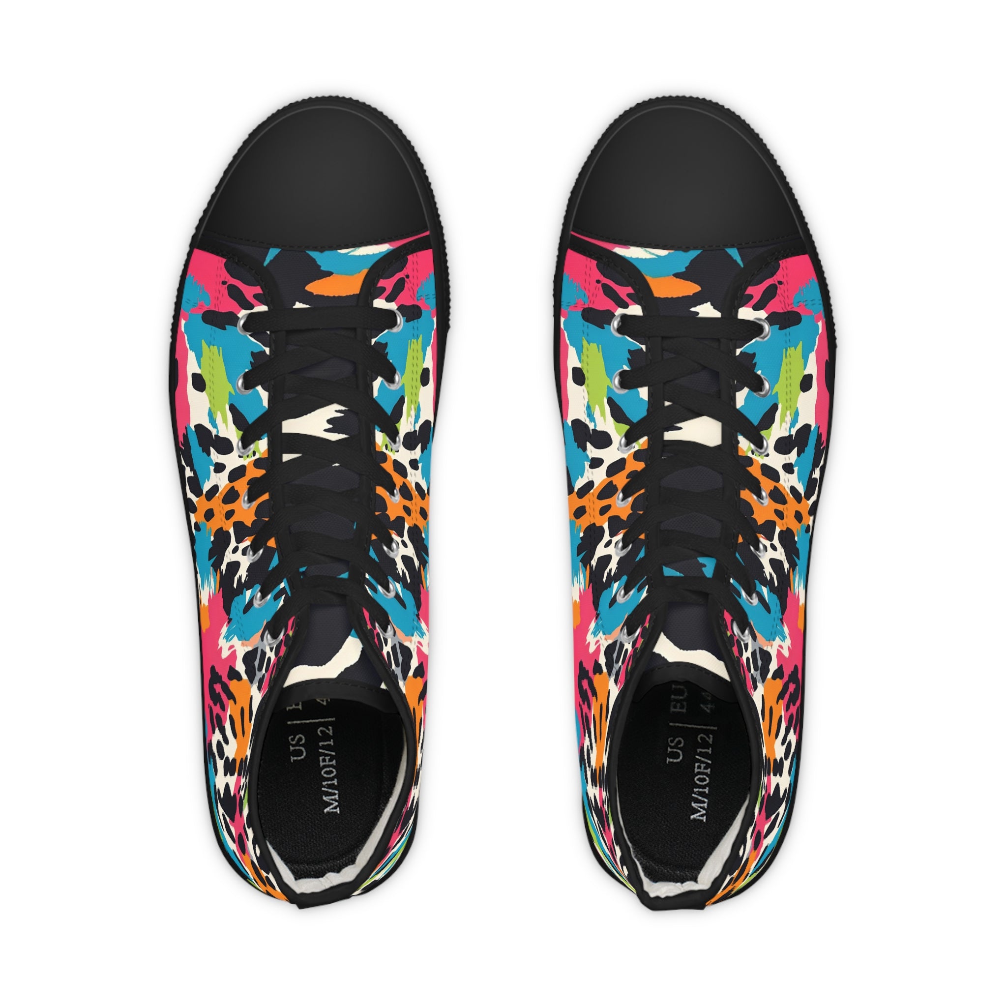 Wild Brush Strokes x Animal Print Multi-Color Men's High Top Sneakers, Artsulli - Art is Long, Life is Short, Shoes, , , , , , , 