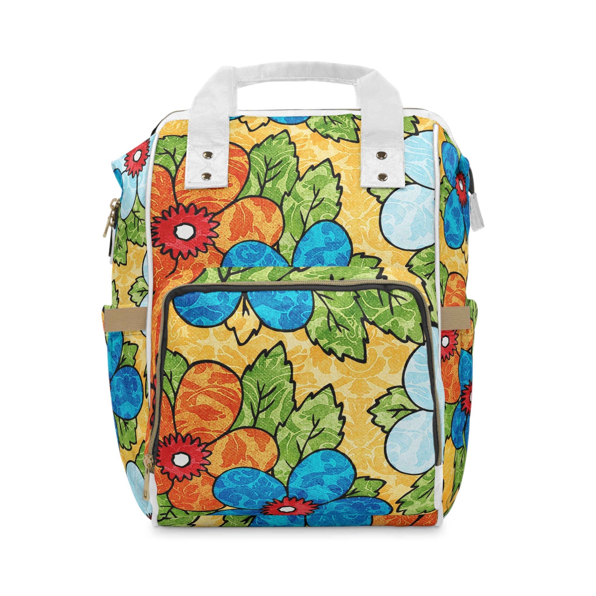 Groovy Yellow Floral Kl Multifunctional Diaper Backpack, Artsulli - Art is Long, Life is Short, Bags, Size, 15.0" × 10.8" × 6.7'', , , , , 66368948855964536087