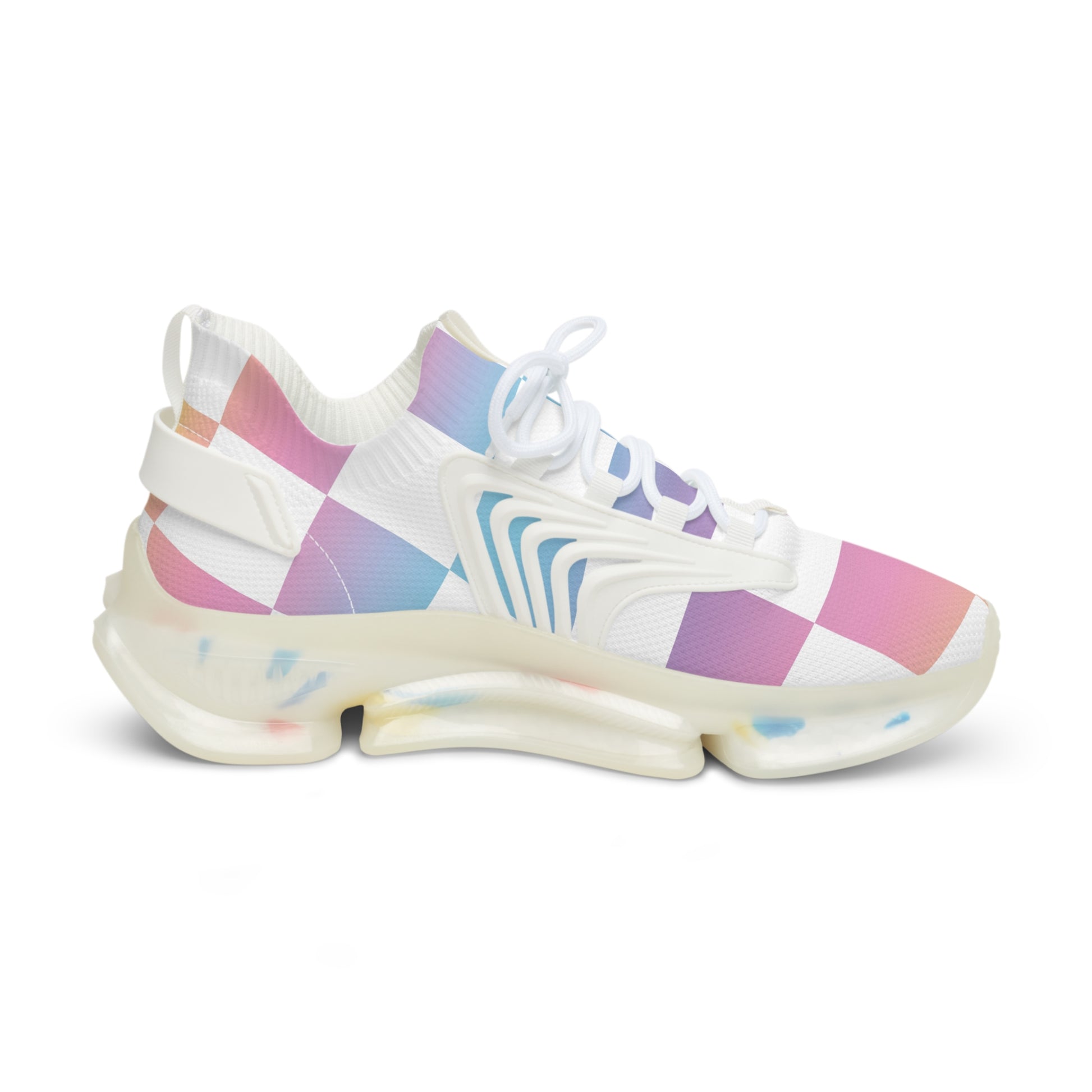 Vaporwave Check Men's Mesh Sneakers, Artsulli - Art is Long, Life is Short, Shoes, , , , , , , 