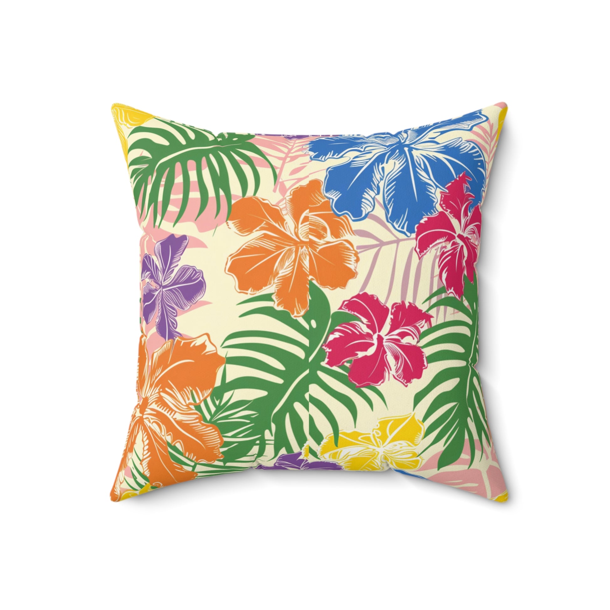 Blooming Tropical Flowers Spun Polyester Square Pillow, Artsulli - Art is Long, Life is Short, Home Decor, , , , , , , 