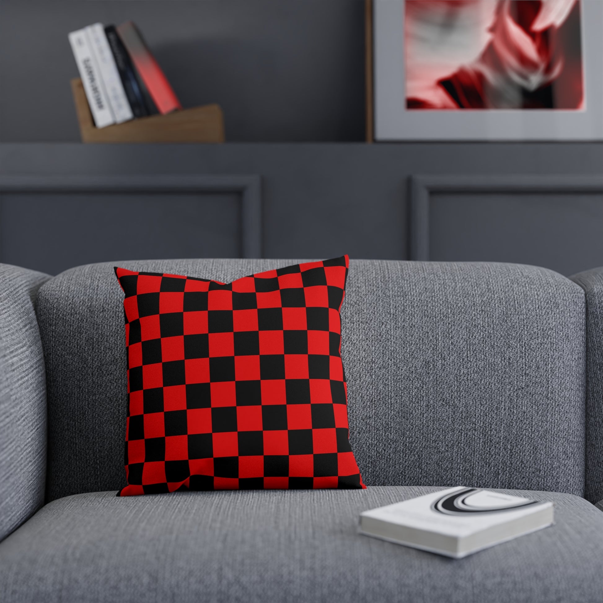 Checkerboard Red and Black Cushion, Artsulli - Art is Long, Life is Short, Home Decor, , , , , , , 