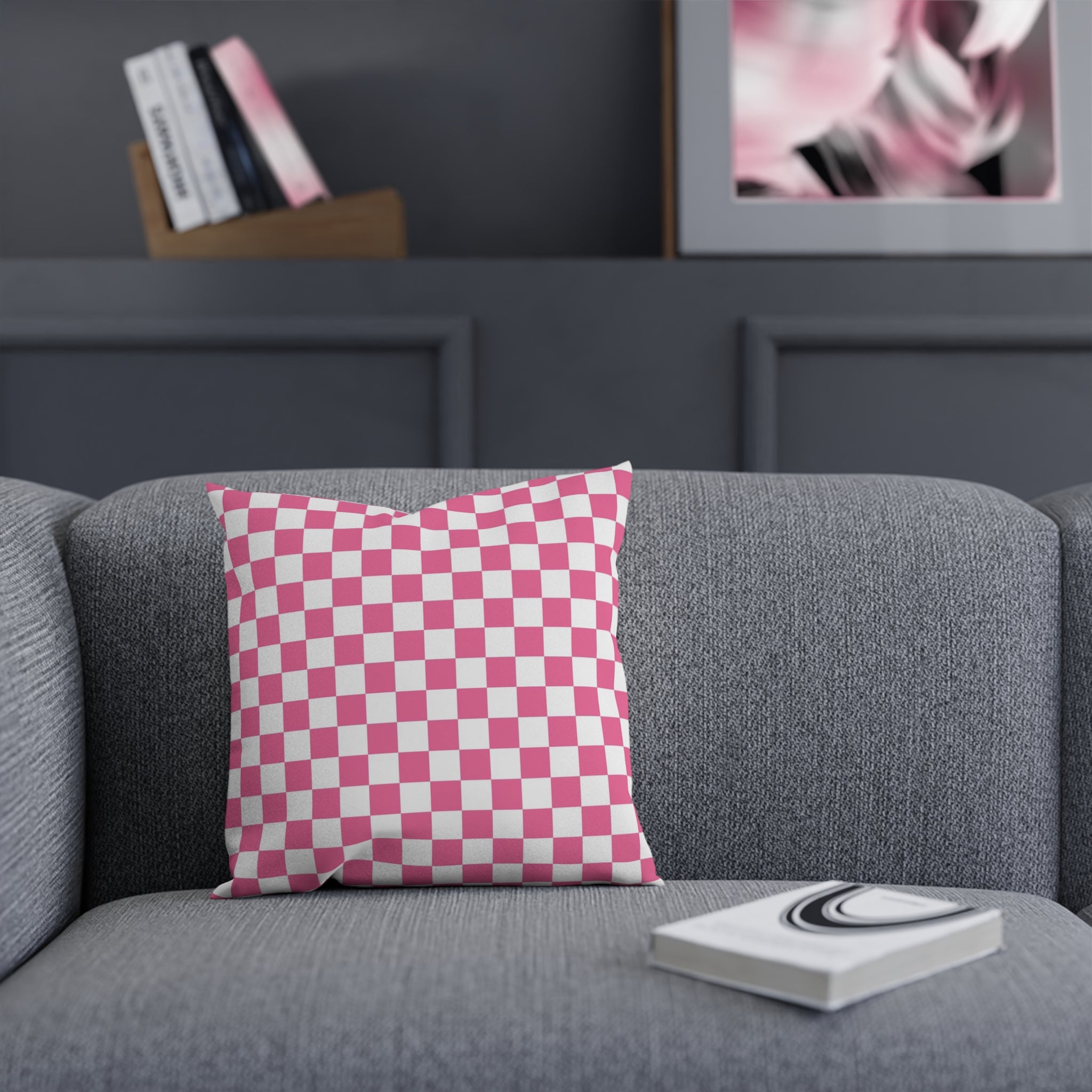 Yuyushiki Pink Check Cushion, Artsulli - Art is Long, Life is Short, Home Decor, , , , , , , 