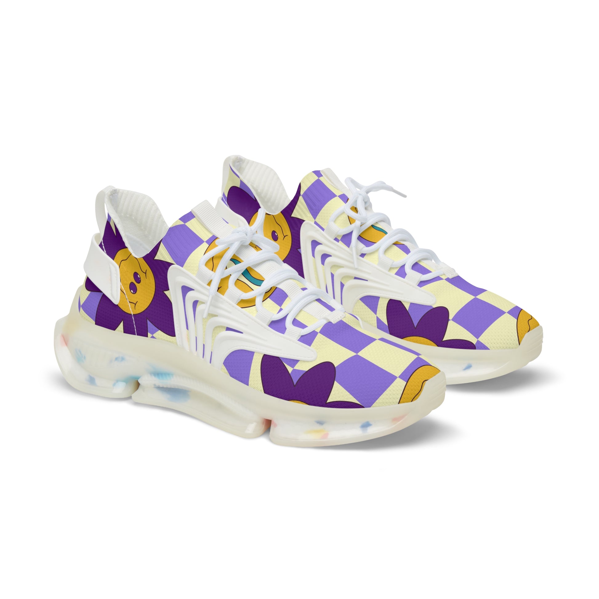 Trippy Flower Power Motifs Men's Mesh Sneakers, Artsulli - Art is Long, Life is Short, Shoes, Color, White sole, Size, US 5, , , 13697305091471