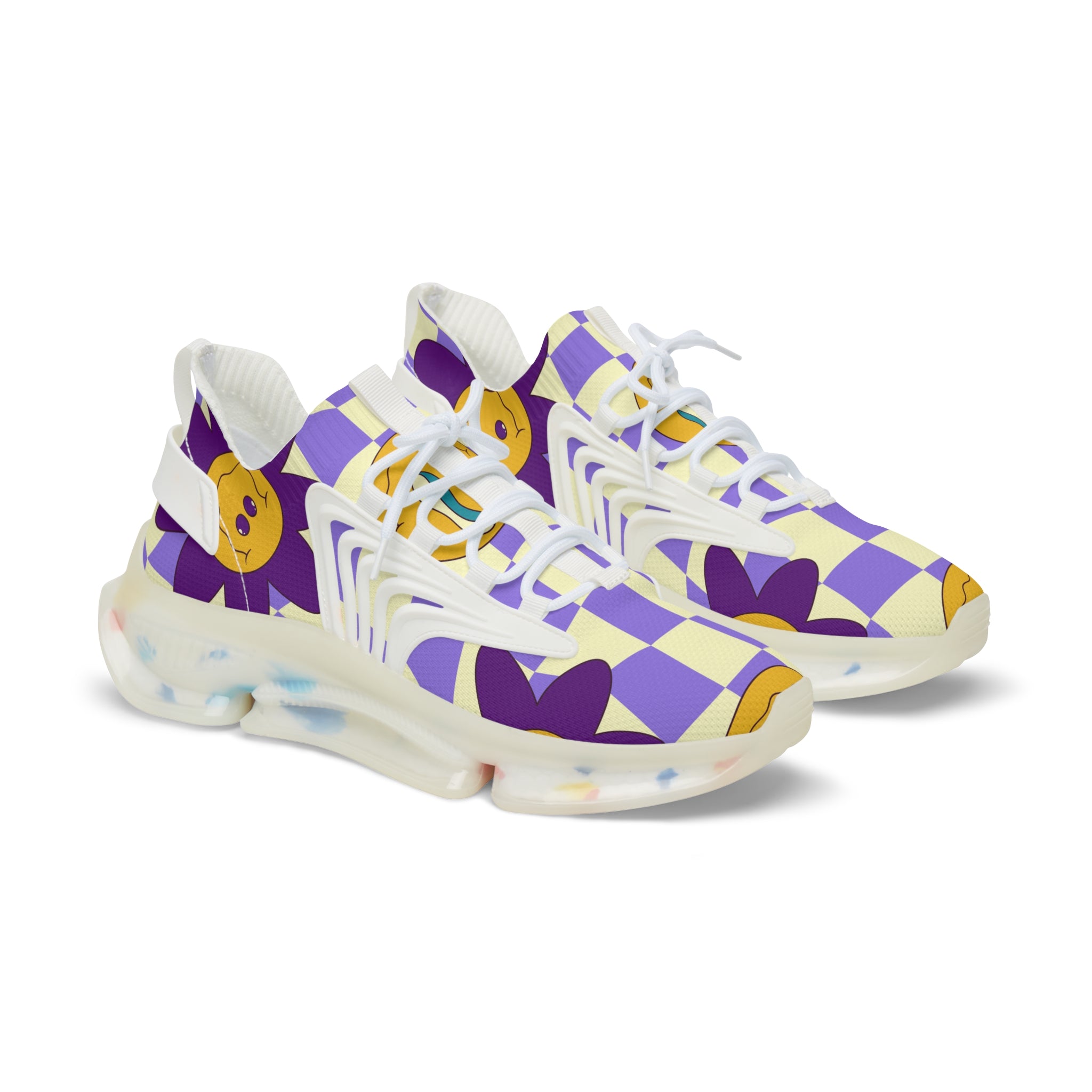 Trippy Flower Power Motifs Men's Mesh Sneakers, Artsulli - Art is Long, Life is Short, Shoes, Color, White sole, Size, US 5, , , 13697305091471