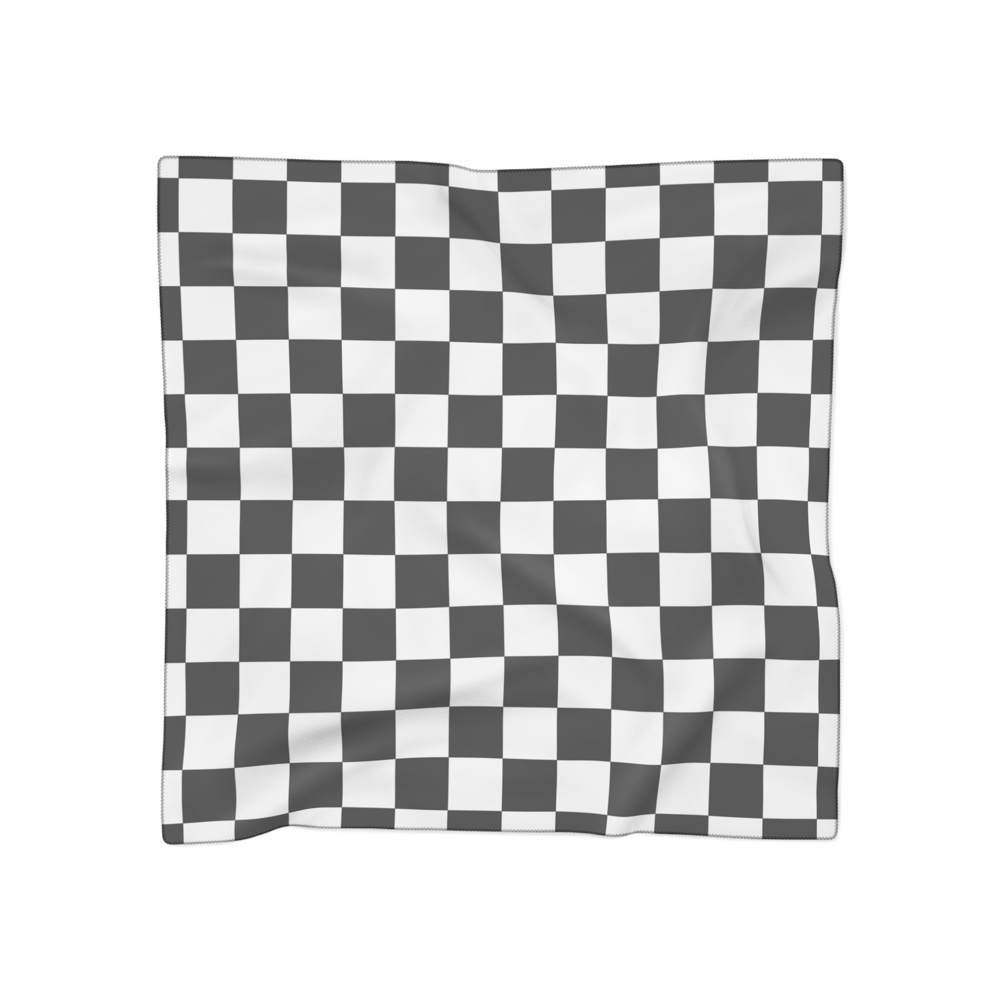 Checkerboard White and Black Poly Scarf, Artsulli - Art is Long, Life is Short, Accessories, Color, Poly voile, Size, 50" × 50", , , 32078226526662693597