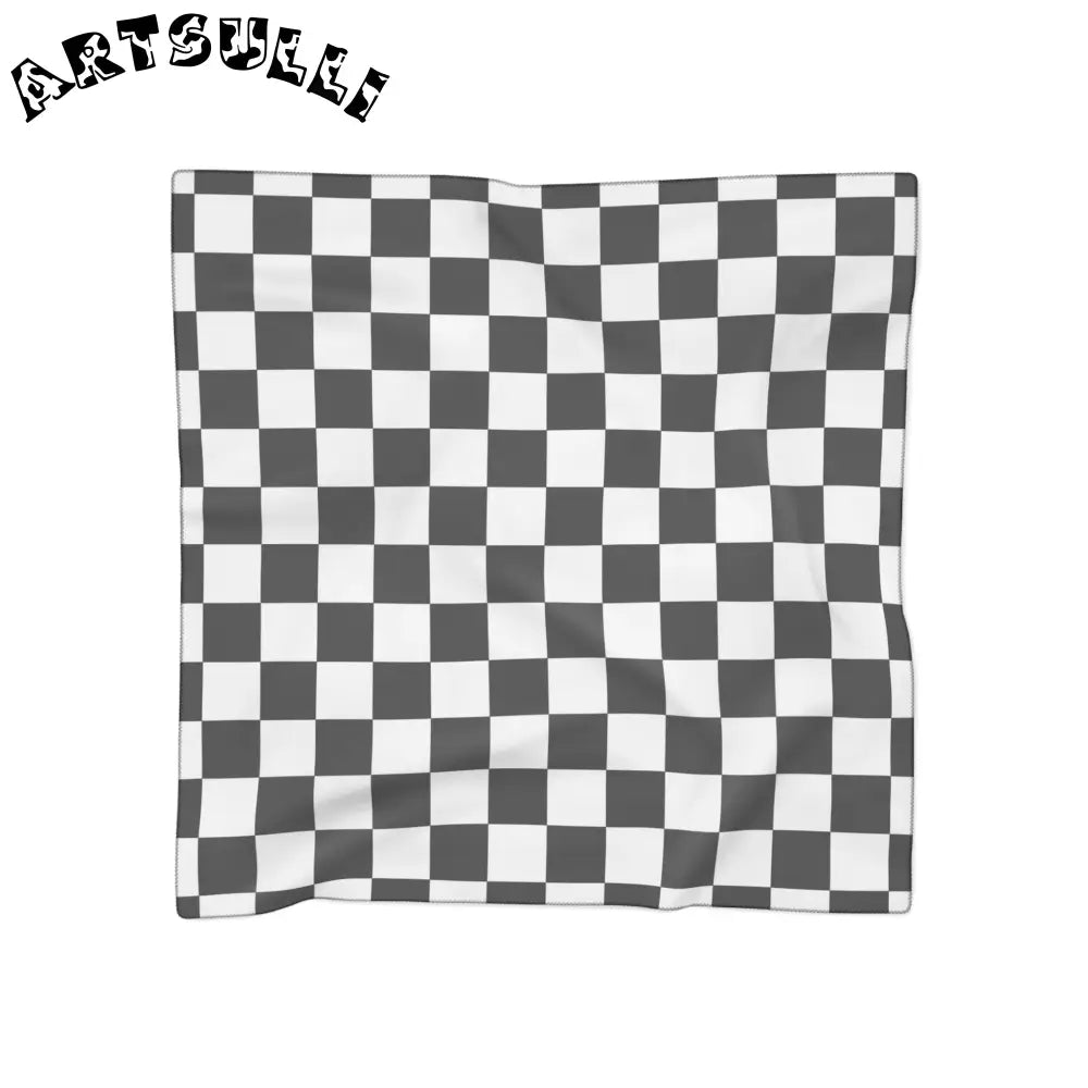 JAKKOUTTHEBXX Checkerboard White and Black Poly Scarf JAKKOUTTHEBXX