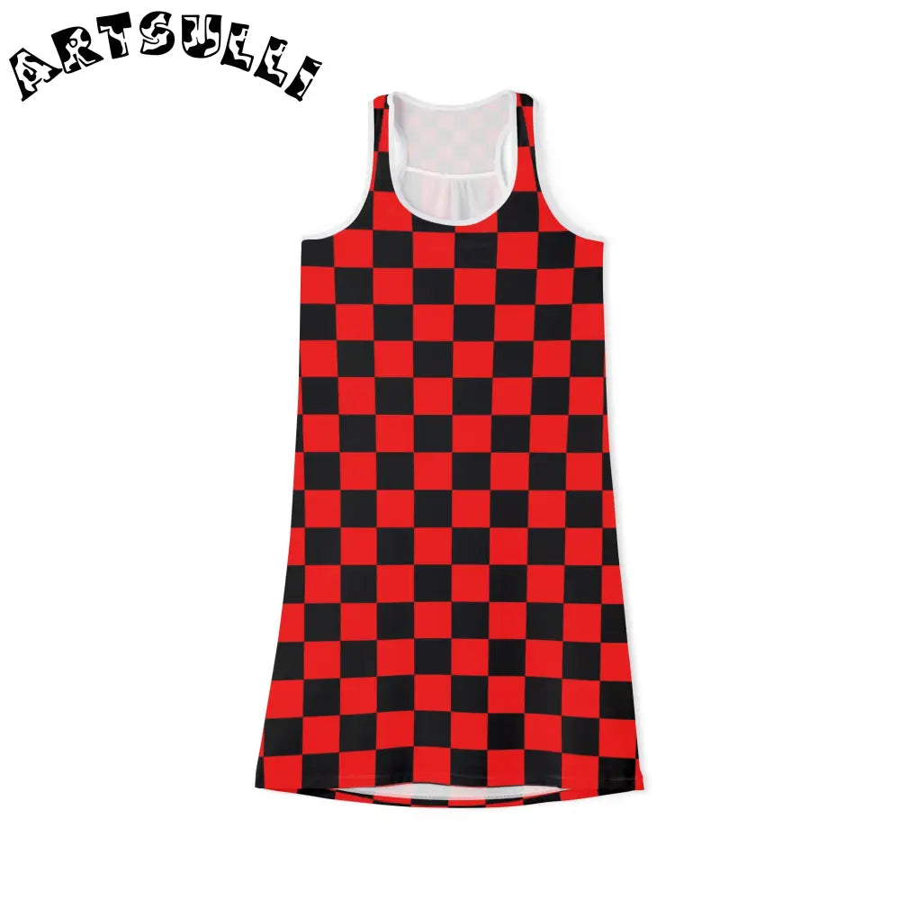 JAKKOUTTHEBXX Checkerboard Red and Black Women’s Racerback Dress