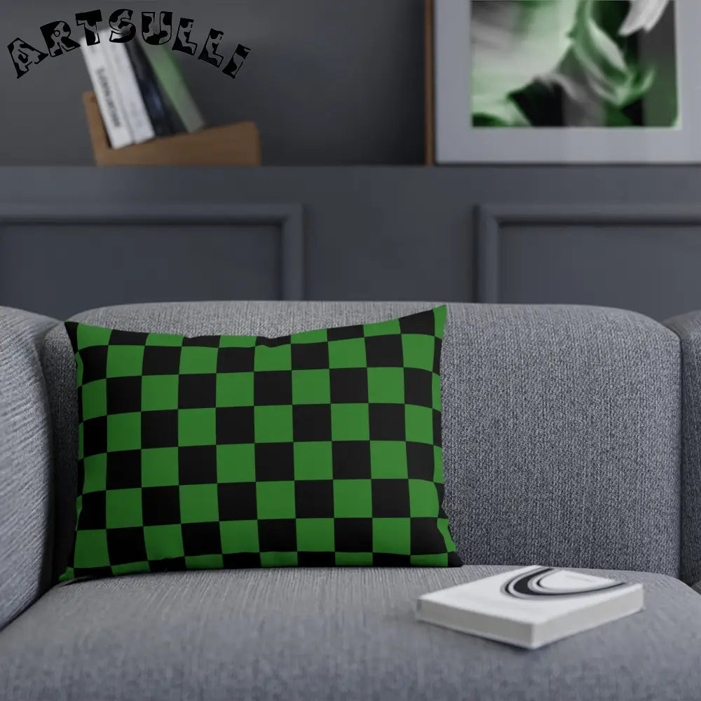 JAKKOUTTHEBXX Checkerboard Green and Black Cushion JAKKOUTTHEBXX