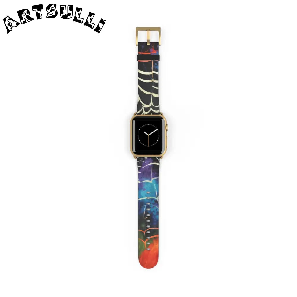 JAKKOUTTHEBXX Colorful Spider Web Faux Leather Watch Band 2025