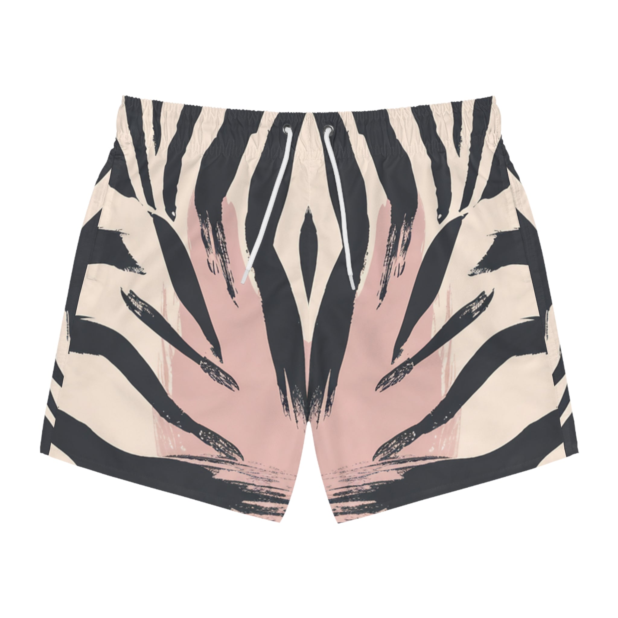 Zebra Stripes x Paint Brush Strokes Multi-Color Swim Trunks (AOP), Artsulli - Art is Long, Life is Short, All Over Prints, Size, XS, Color, Seam thread color automatically matched to design, , , 18071000398537707925