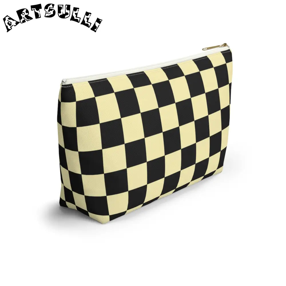 JAKKOUTTHEBXX Checkerboard Black and Yellow Accessory Pouch w