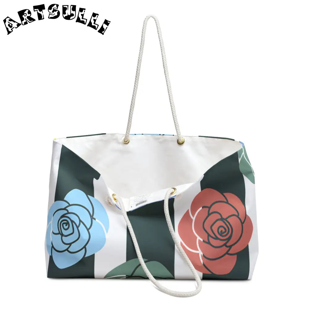 JAKKOUTTHEBXX Stripes x Roses Black and White Weekender Bag