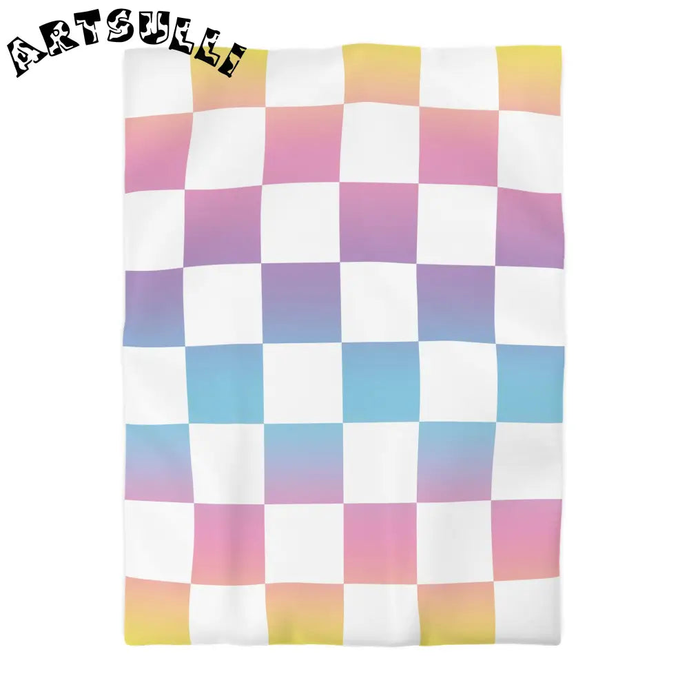 JAKKOUTTHEBXX Vaporwave Check Microfiber Duvet Cover JAKKOUTTHEBXX
