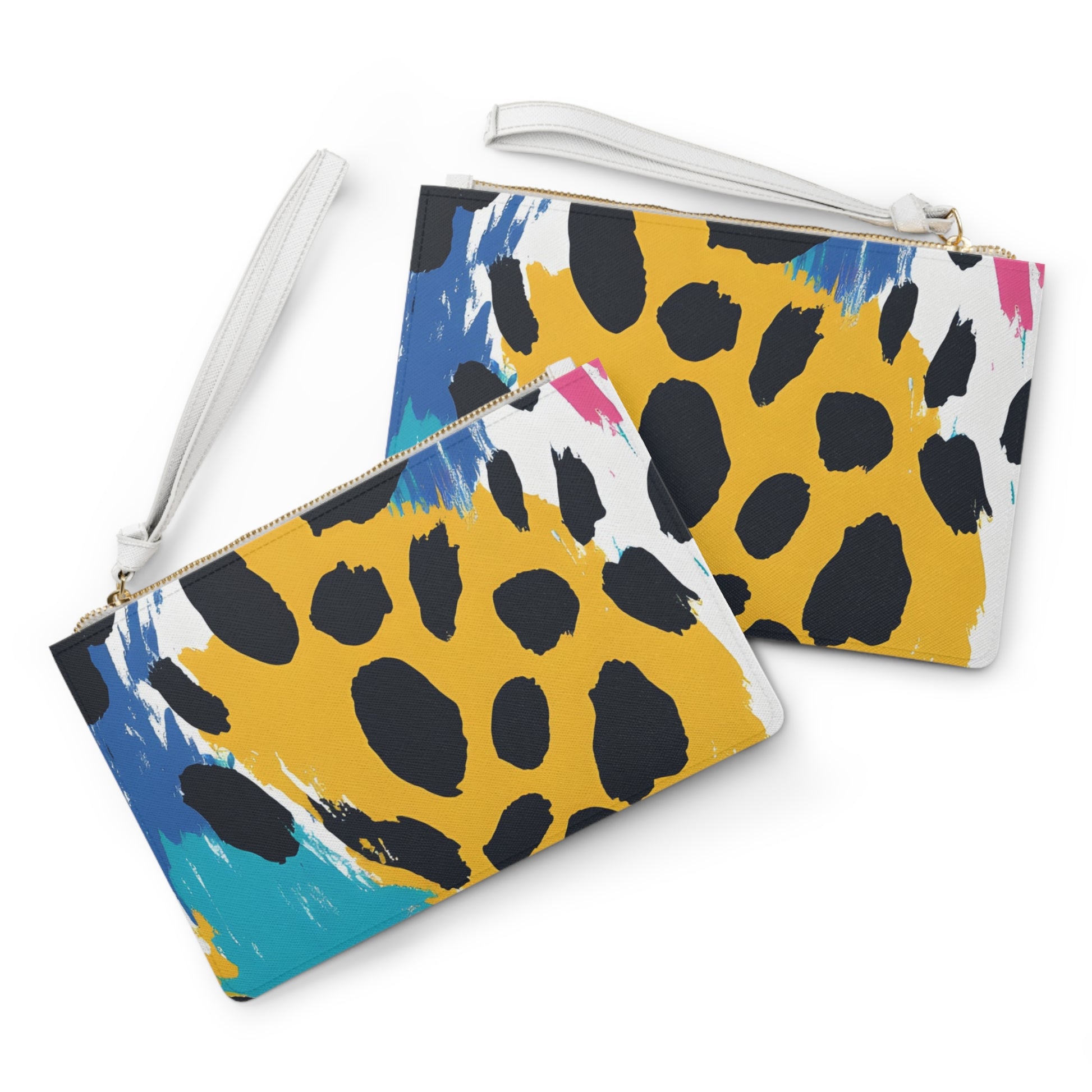 Leopard Print x Paint Brush Strokes Multi-Color Clutch Bag, Artsulli - Art is Long, Life is Short, Bags, , , , , , , 