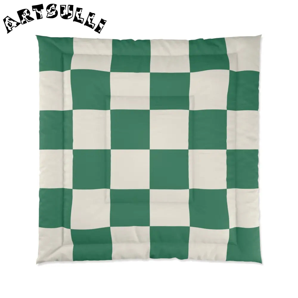 JAKKOUTTHEBXX Checkerboard Dark Green Comforter JAKKOUTTHEBXX