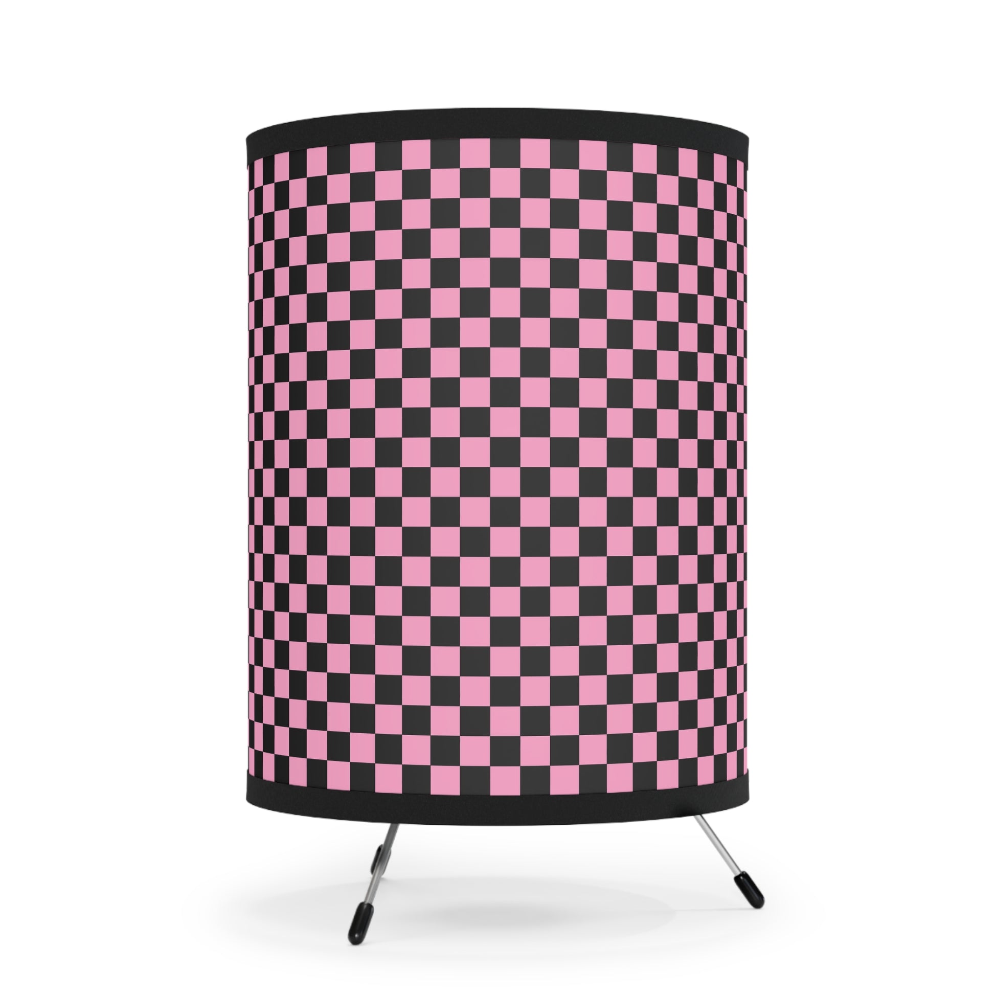 Checkerboard Black and Pink Tripod Lamp with High-Res Printed Shade, US\CA plug, Artsulli - Art is Long, Life is Short, Home Decor, , , , , , , 