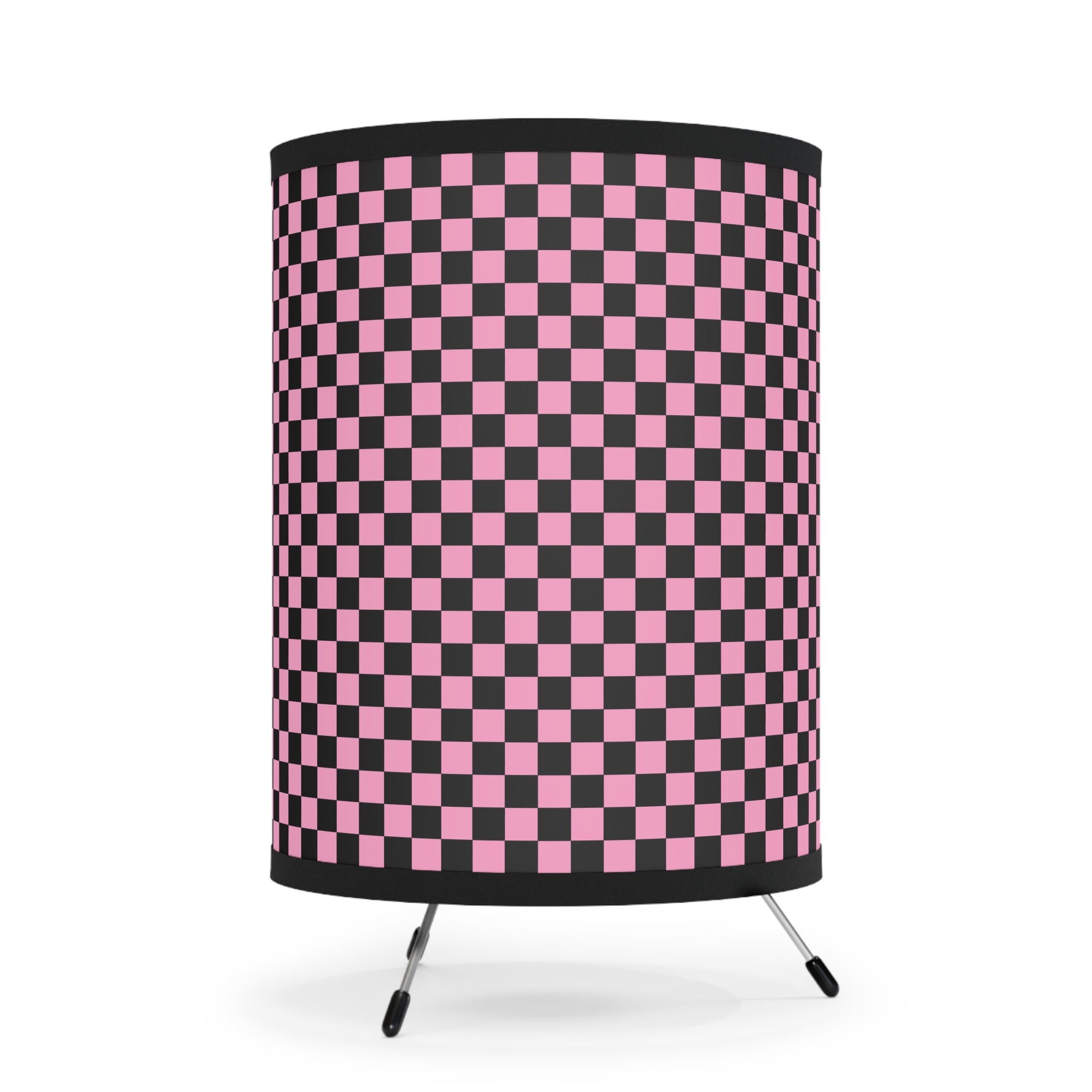 Checkerboard Black and Pink Tripod Lamp with High-Res Printed Shade, US\CA plug, Artsulli - Art is Long, Life is Short, Home Decor, , , , , , , 