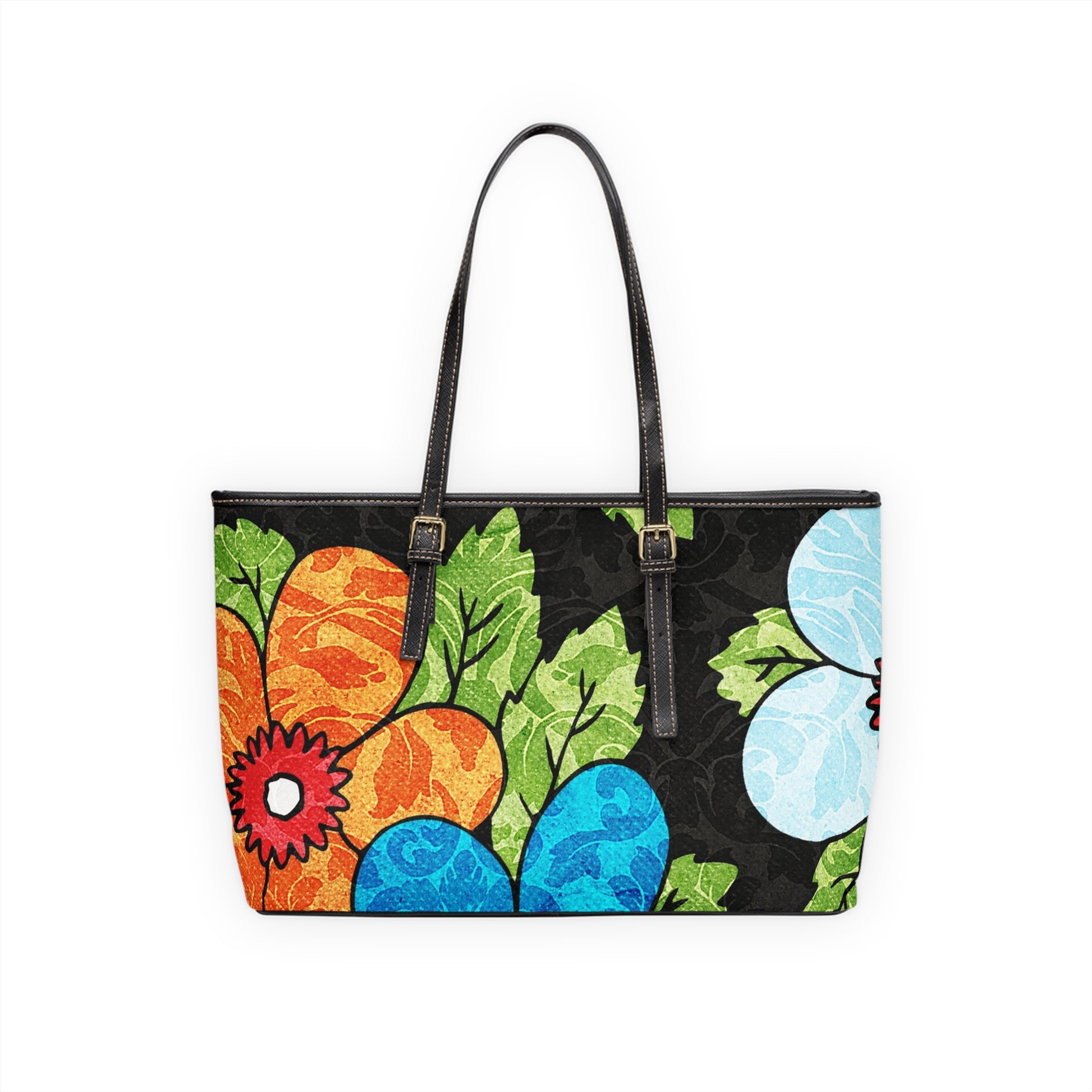 Groovy Black Floral Kl PU Leather Shoulder Bag, Artsulli - Art is Long, Life is Short, Bags, , , , , , , 