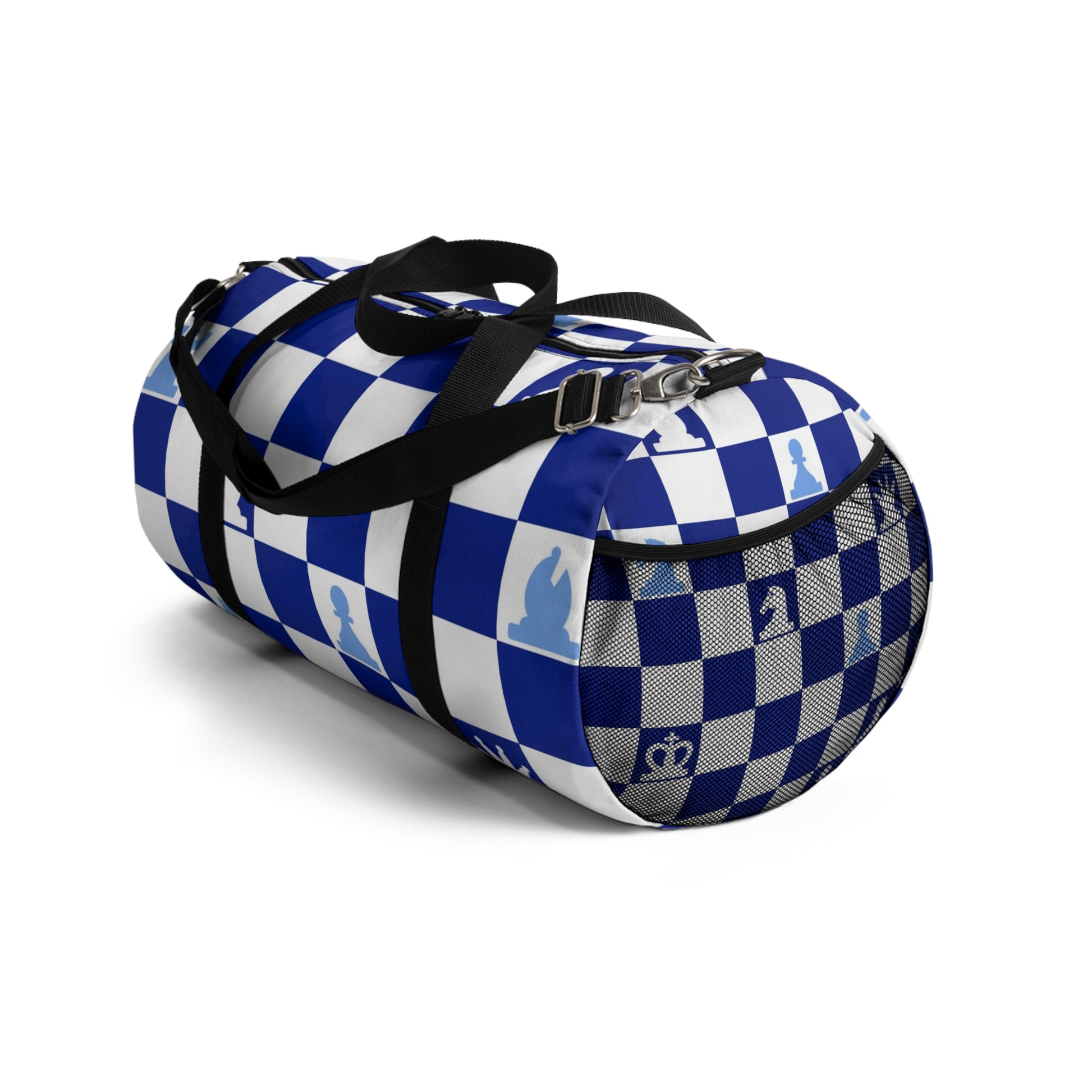 Chessboard Navy Blue Duffel Bag, Artsulli - Art is Long, Life is Short, Bags, , , , , , , 