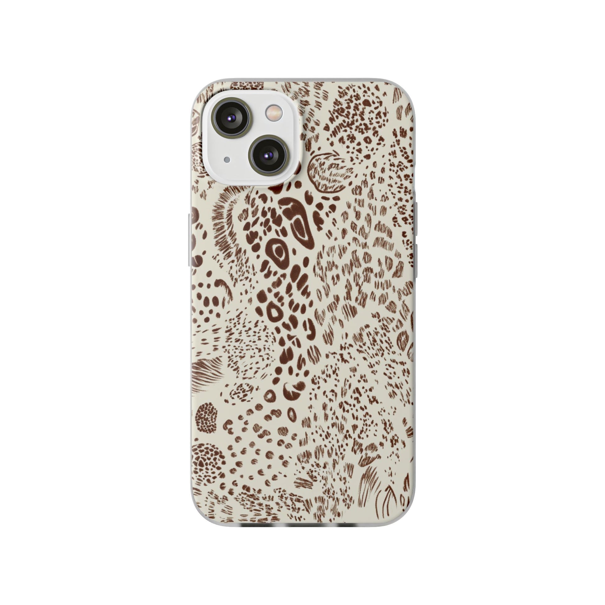 Brown Animal Print Flexi Case, Artsulli - Art is Long, Life is Short, Phone Case, Size, iPhone 14, , , , , 21433311372127779667